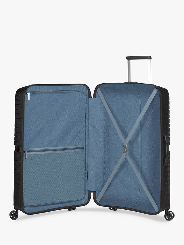 American Tourister Airconic 77cm Large 4 Wheel Hard Shell Suitcase - Black | Spinner Luggage for Travel, Business Trips & Vacations