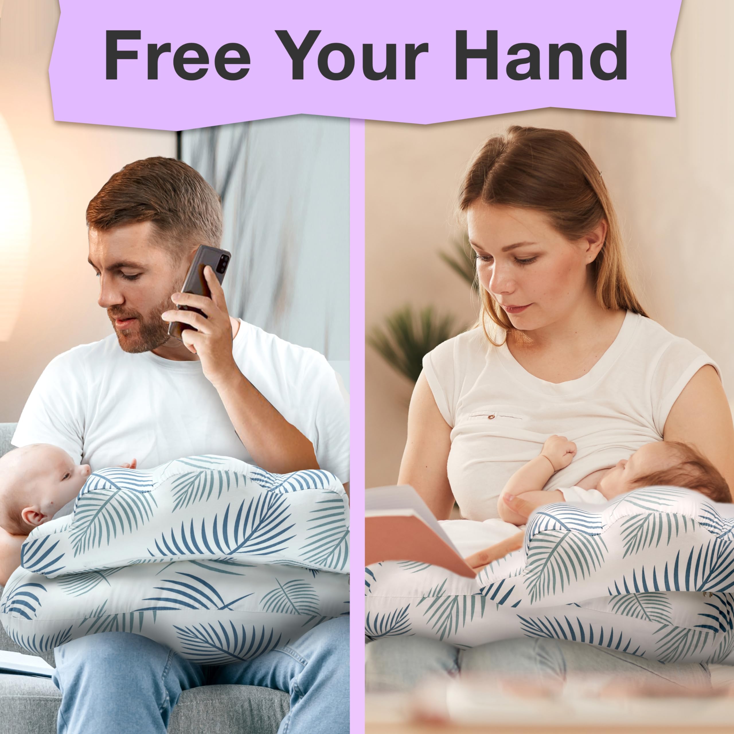 PILLANI Nursing Pillow for Breastfeeding - Adjustable Waist Strap & Removable Cotton Cover - Essential Baby Feeding Support for Newborns & Moms - Perfect for Breastfeeding, Bottle Feeding, and Tummy Time