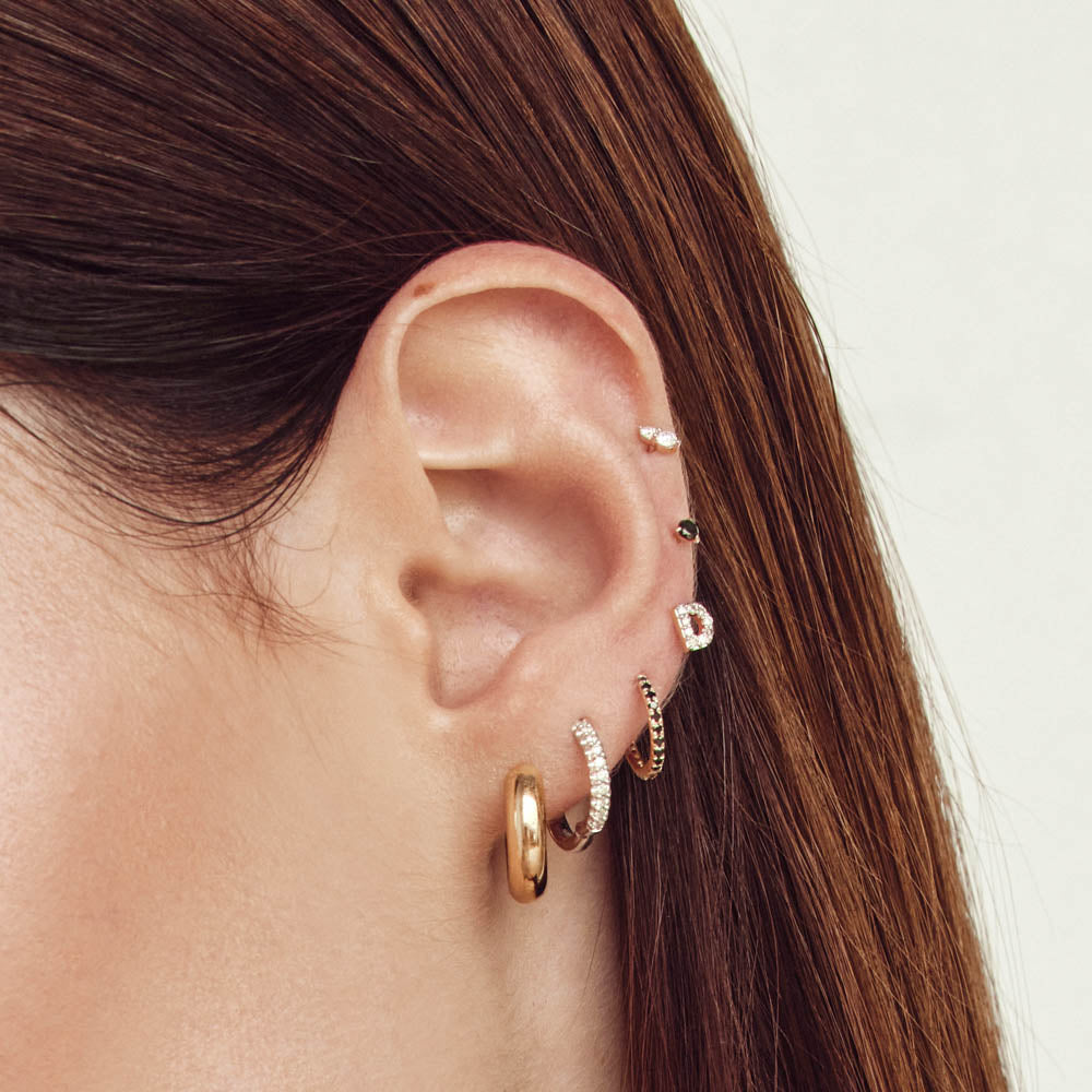 10k Gold Diamond Huggie Single Earring - Minimalist Dainty Hoop Earrings for Women, Perfect for Everyday Wear & Special Occasions