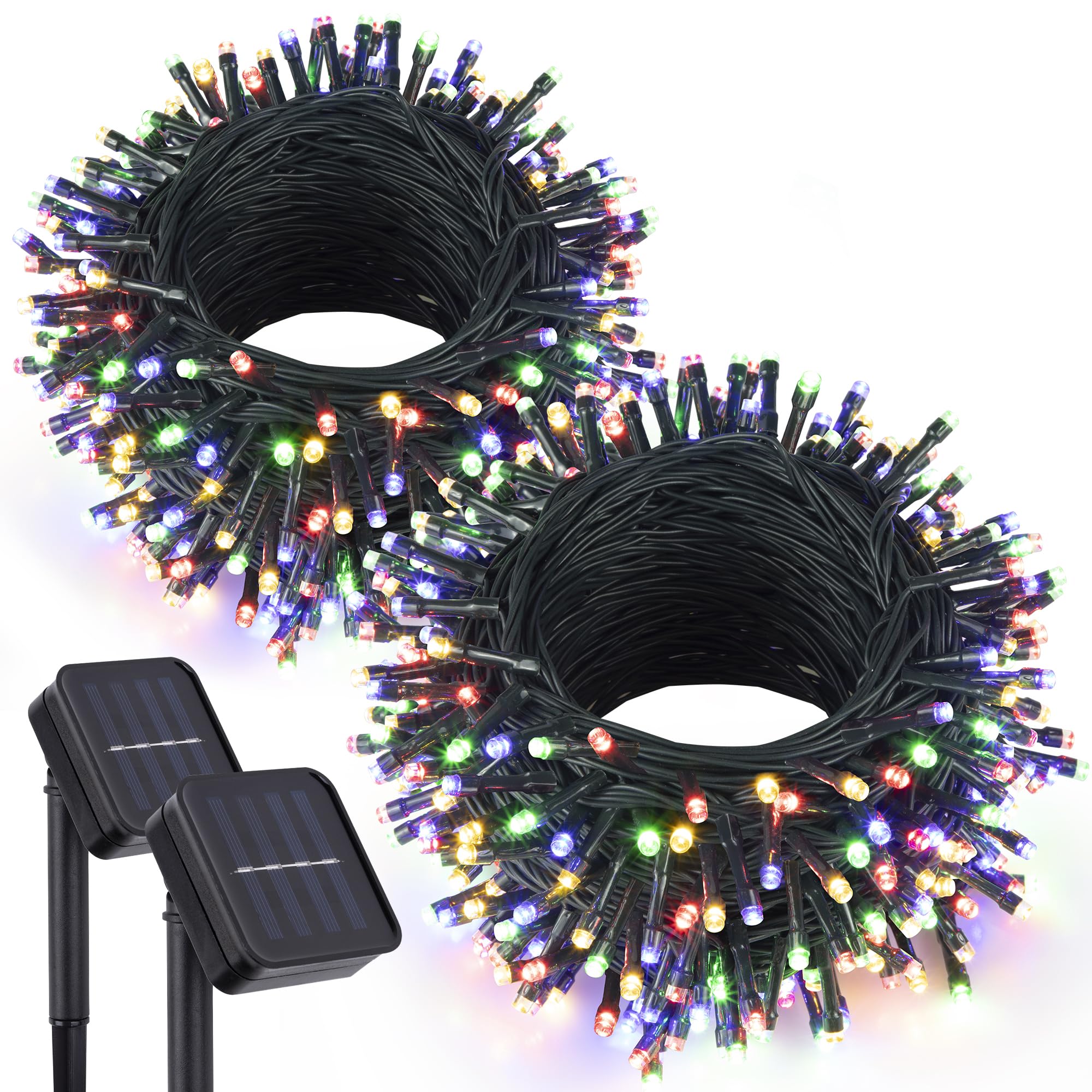 Kemooie 2 Pack 240 LED Solar Christmas Lights Outdoor Waterproof - 78.7 FT Extra-Long Bright Solar Powered String Lights with 8 Twinkle Modes for Holiday Decorations, Xmas Tree, Garden, Wedding, Patio, Fence (Multicolor) - Perfect for Outdoor Christmas Decor & Year-Round Landscape Lighting