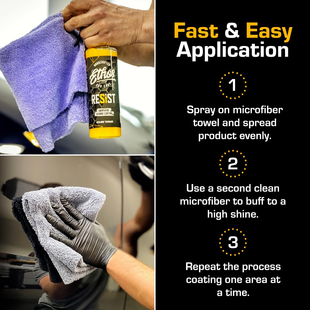 RESIST Graphene & Ceramic Hybrid Coating Spray for Cars - Long-Lasting UV Protection, High Gloss & Slick Finish - Advanced Graphene Ceramic Coating for Auto Paint Protection - Perfect for Daily Drivers, Show Cars & Vehicle Detailing