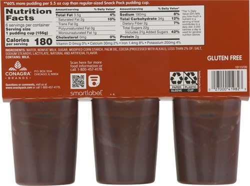 Snack Pack Chocolate Pudding Cups - 33 oz (6 Count) | Delicious & Convenient Snack for Kids Lunch Boxes, Office Treats & Desserts