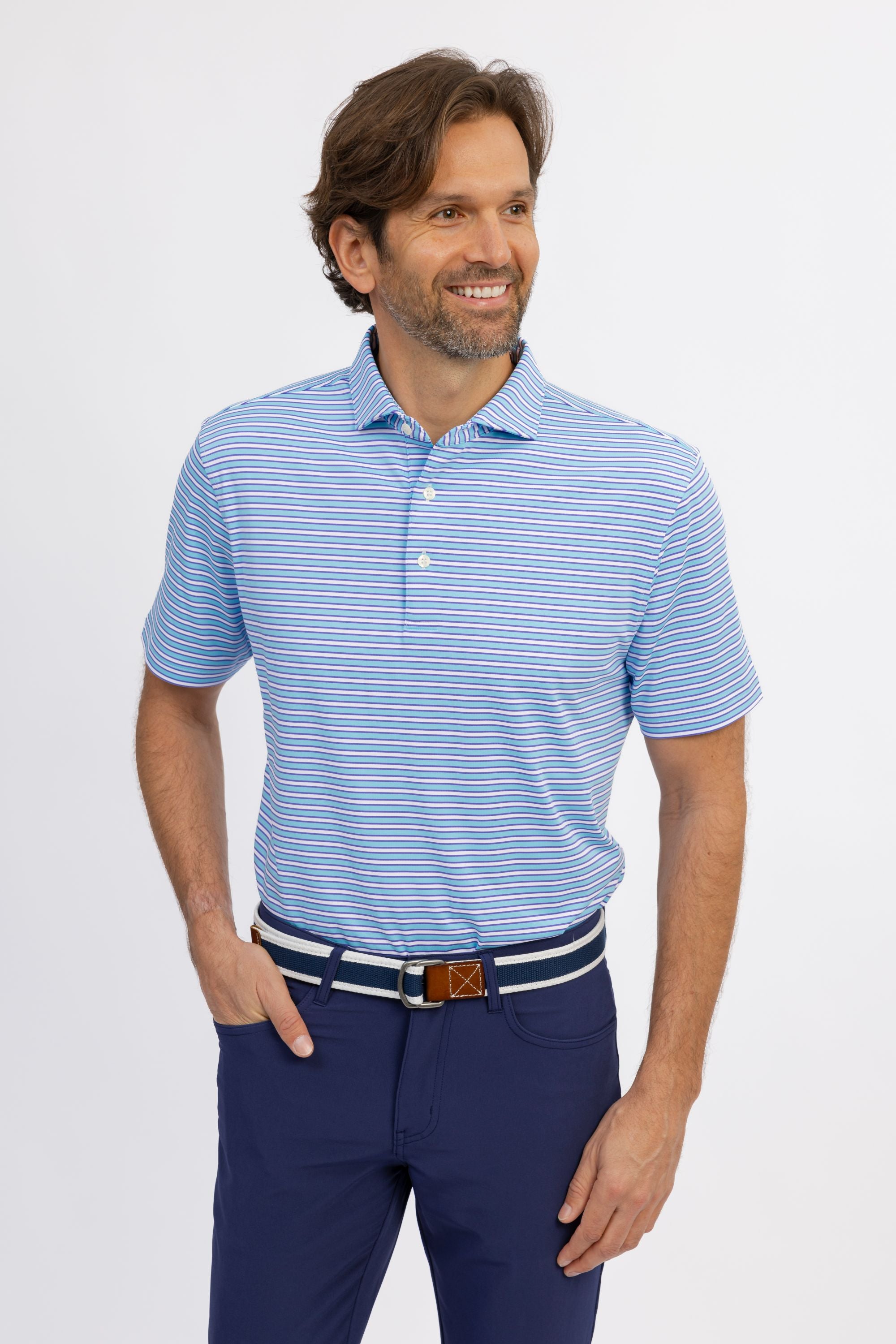 Darcy Stripe Polo Shirt for Men - Classic Cotton Casual Wear for Office, Golf & Outdoor Activities