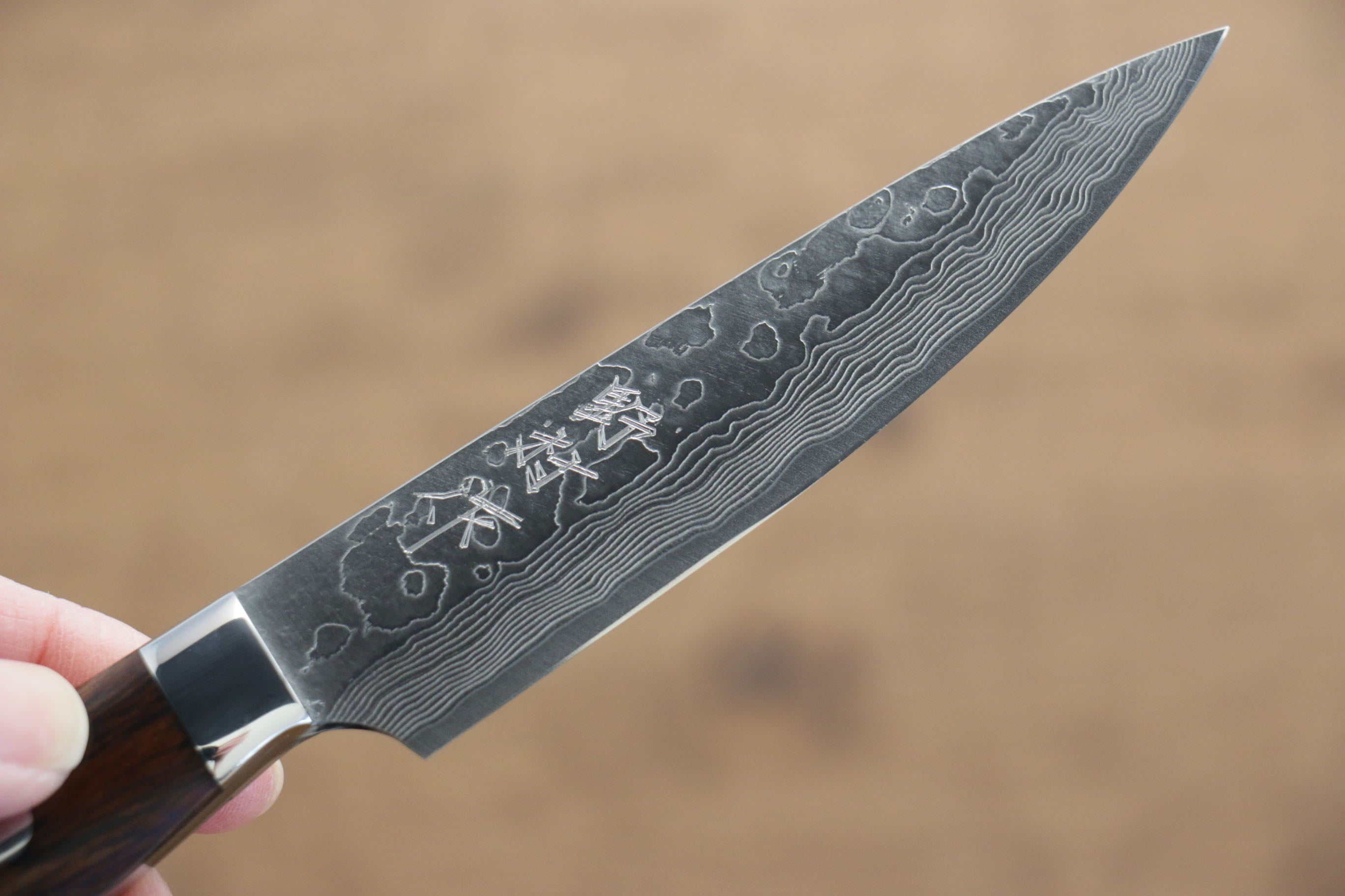 Premium VG10 Damascus Steel Petty Utility Knife 100mm with Ironwood Handle - Perfect for Slicing, Peeling & Precision Cutting in Home Kitchen & Professional Use