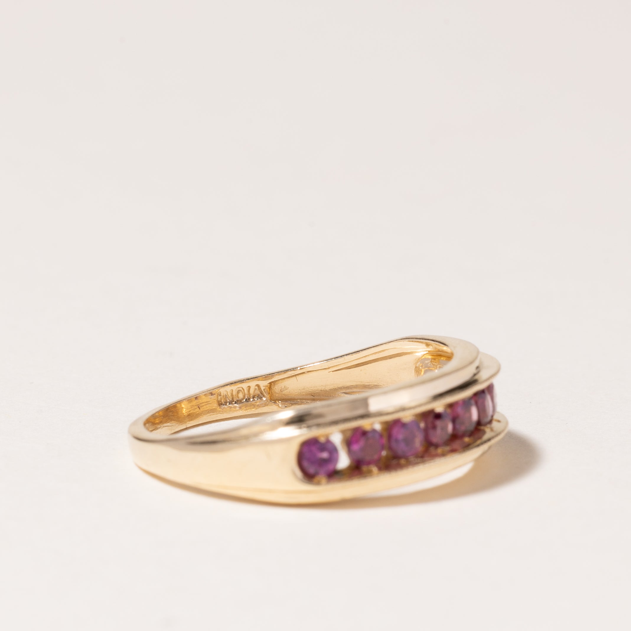 10K Yellow Gold Pink Tourmaline Ring for Women | 0.30ctw Natural Gemstone | Size 6.5 | Elegant Stackable Band for Everyday Wear, Anniversary Gift, or Special Occasion