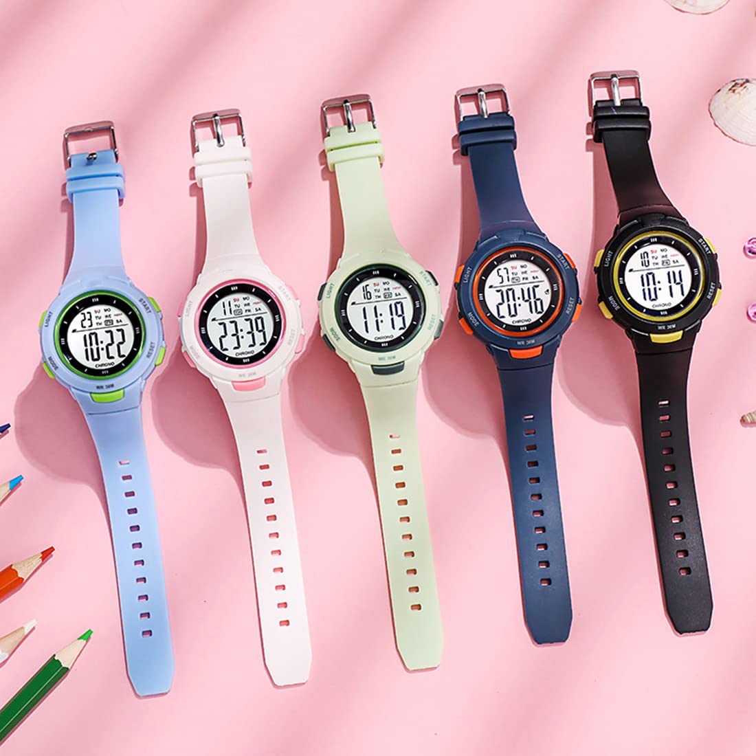 Fashion LED Digital Watch for Women - Waterproof Sport Watch with Alarm, 5Bar Silicone Strap - Perfect for Outdoor Activities, Running & Gym Workouts