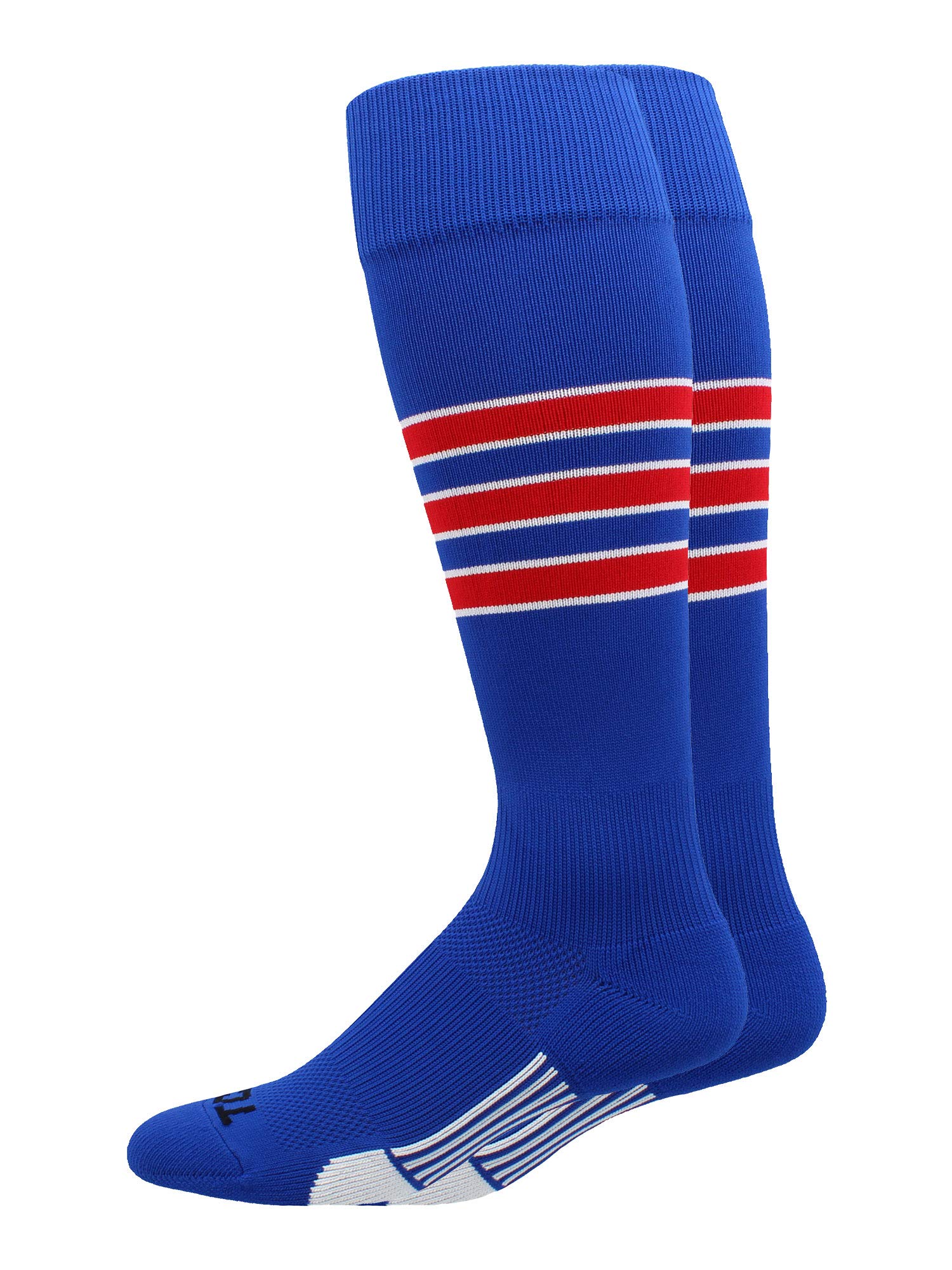 MadSportsStuff Striped Baseball & Softball Socks - Long Over-the-Calf Athletic Socks for Men, Women, Boys & Girls - Perfect for Games, Practice & Team Sports