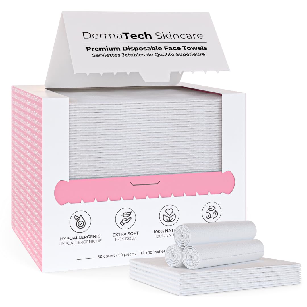 Premium Disposable Face Towels 50pcs - 100% Biodegradable & Eco-Friendly Facial Wipes for Daily Skin Cleansing | Gentle Makeup Remover & Travel Essentials | Perfect for Gym, Travel & On-the-Go Skincare