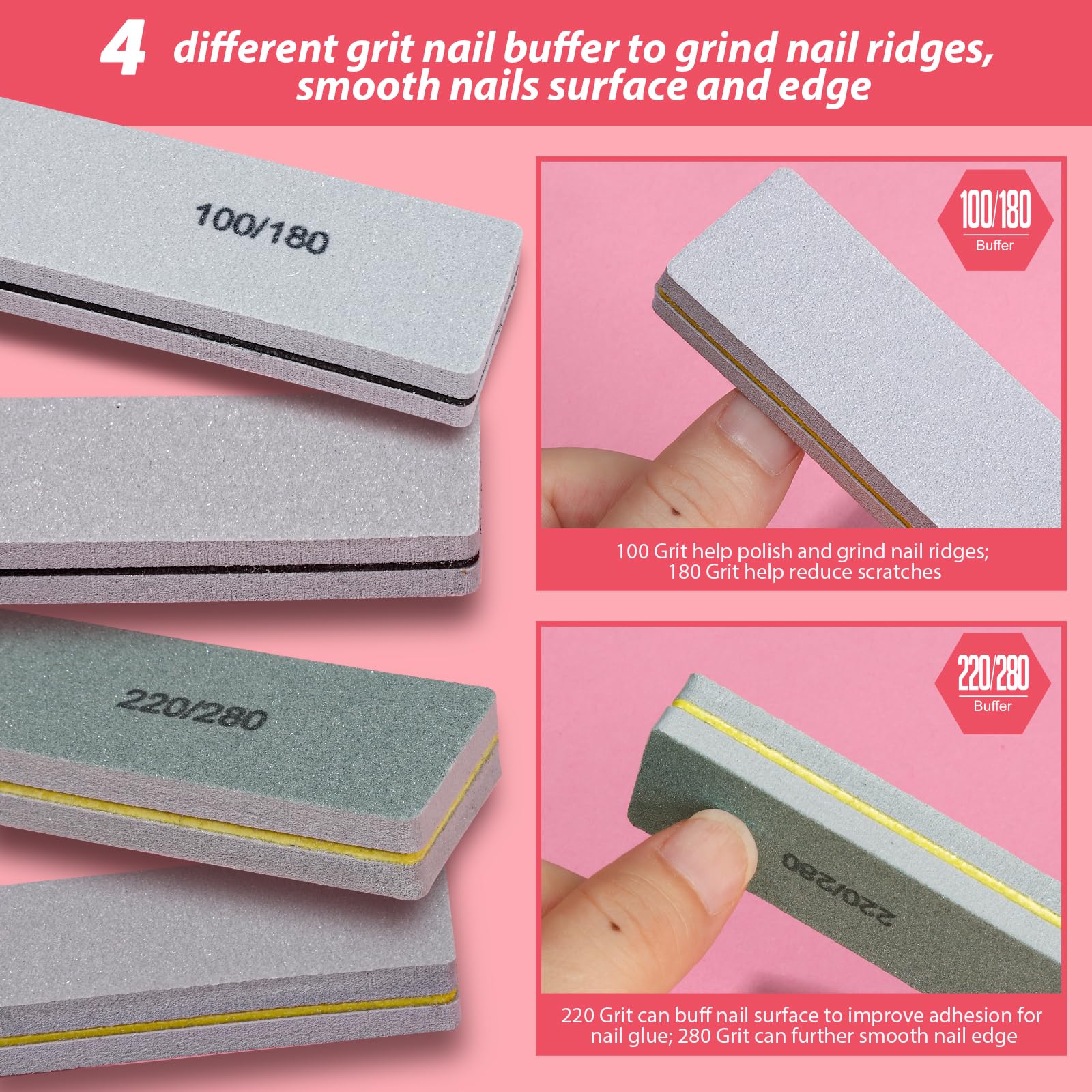 Teenitor 12-Piece Nail Care Kit - 100/180 Grit Nail Files & Buffers, Emery Boards for Smooth & Shiny Nails - Perfect Manicure & Pedicure Set for Women at Home or Salon