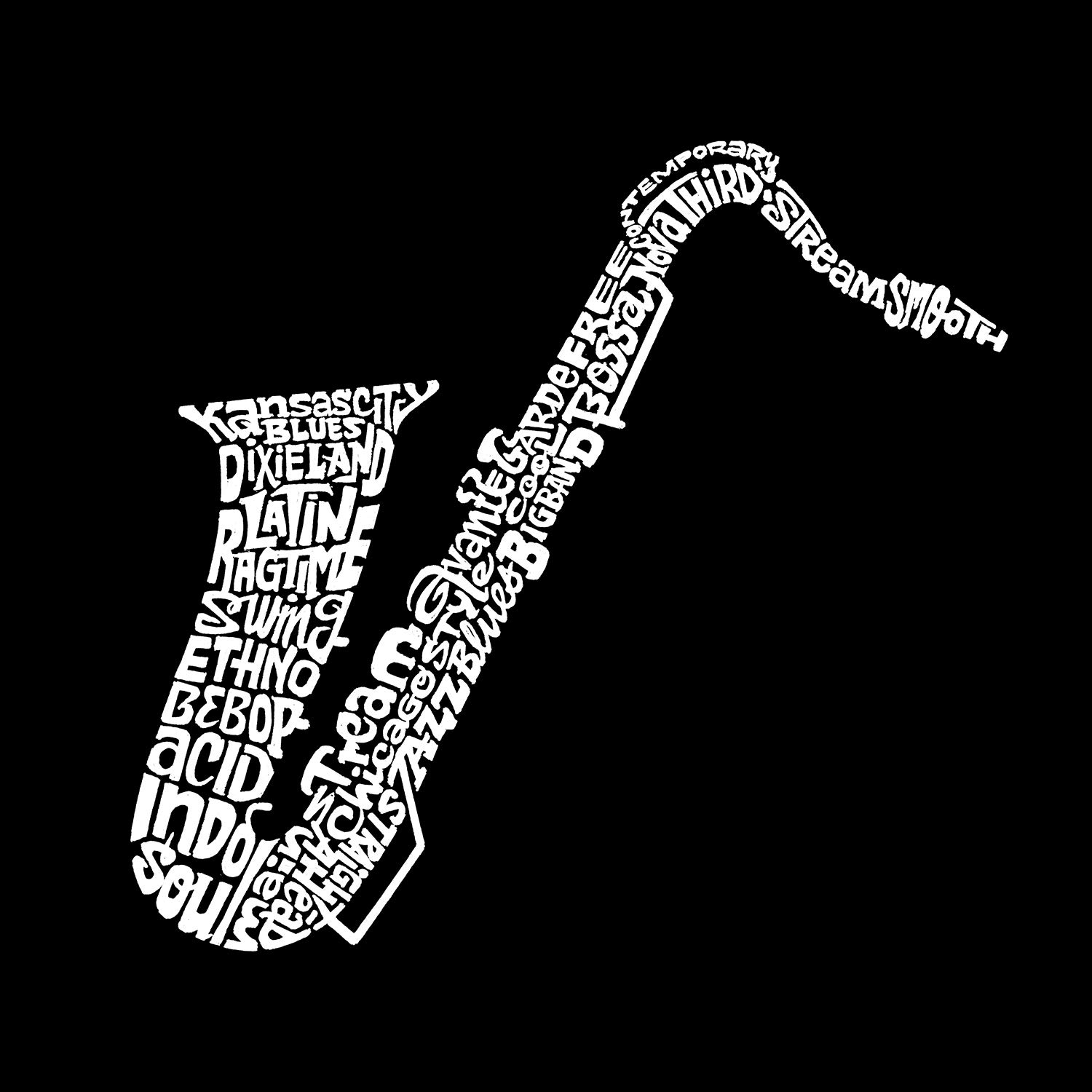 LA POP ART Boys Word Art Graphic T-Shirt - Cool Saxophone Design | Trendy Casual Wear for Kids, Music Lovers & Street Style