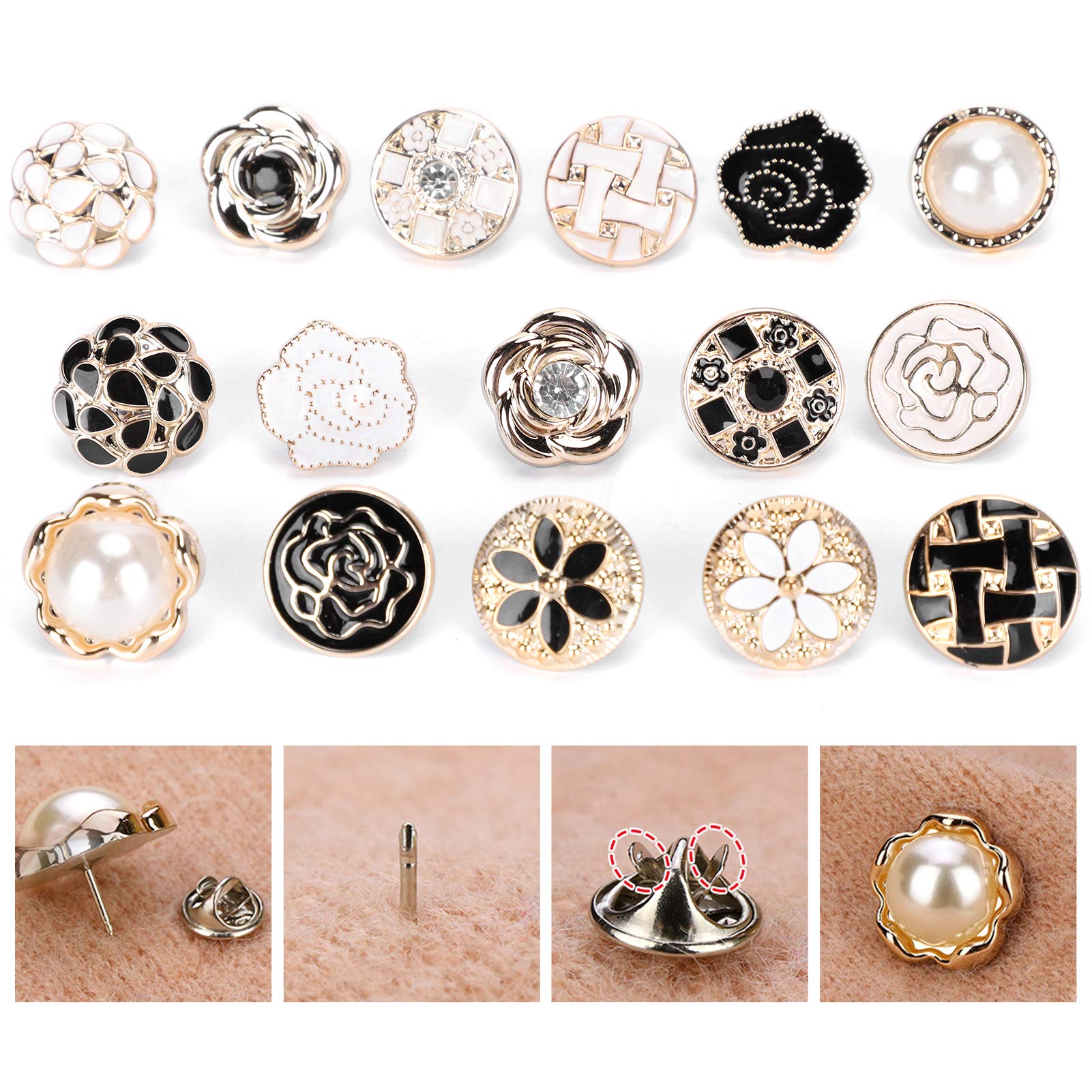 30Pcs V-Neck Lapel Safety Pins - Detachable Collar Button Pins for Women's Shirts, Brooch Buttons & Concealed Cover Up | Perfect for Formal Wear, Office Attire & Special Occasions