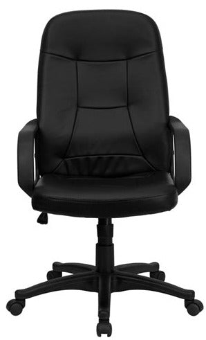Premium Black Vinyl High Back Executive Swivel Office Chair with Arms - Ergonomic Support for Long Work Hours - Perfect for Home Office, Conference Rooms & Corporate Settings