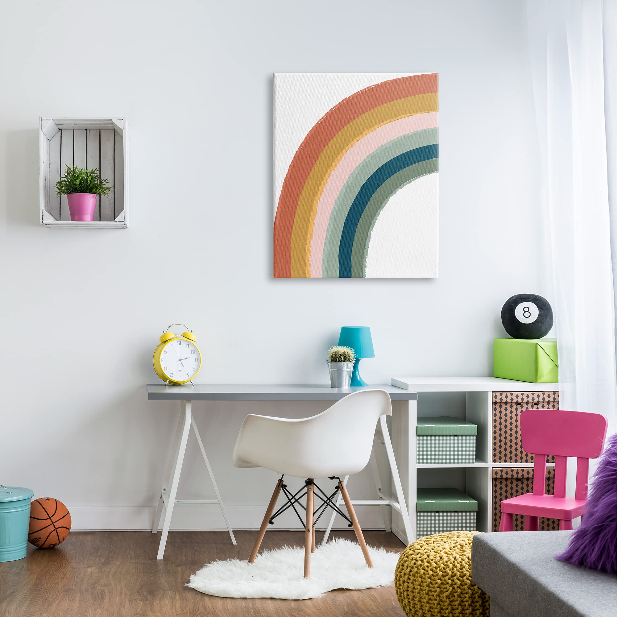 Stupell Industries Rainbow Chalk Smudge Pattern Nature Doodle Wall Art - Lisa Perry White Design - Perfect for Nursery, Kids Room & Boho Home Decor