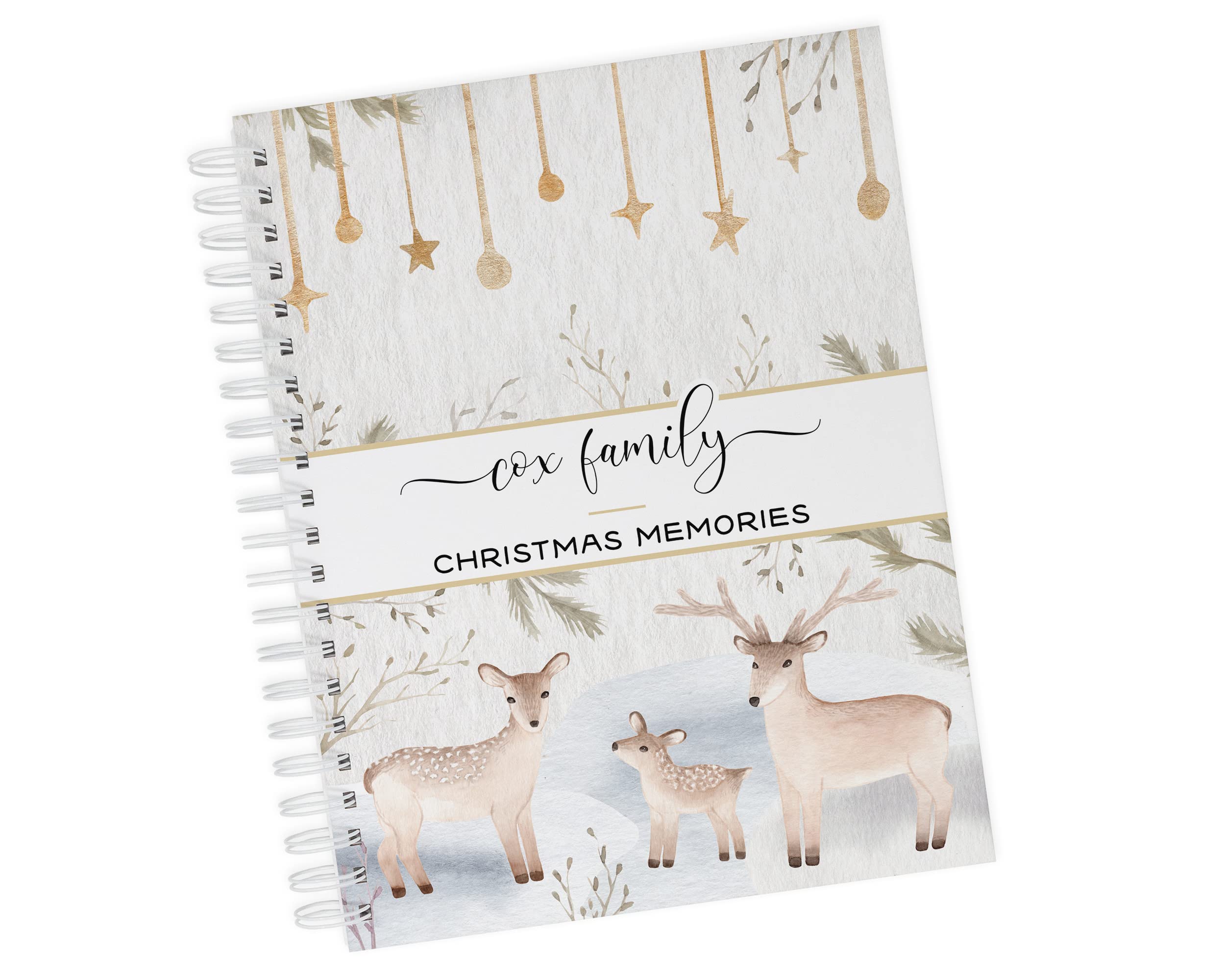 Personalized Christmas Photo Album & Memory Book - Hard Cover Santa Photo Scrapbook with Winter Deer Design - Perfect for Holiday Gifts, Family Keepsakes & Santa Visit Memories