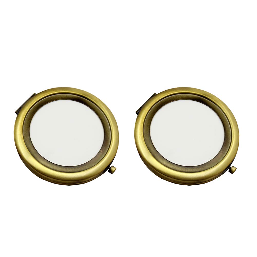 GSHLLO 2-Pack Round Folding Portable Mirror - Compact Travel Handheld Mirror with Tray for Makeup, DIY, and Purse - Bronze Vintage Style for Home, Office & Travel Accessories