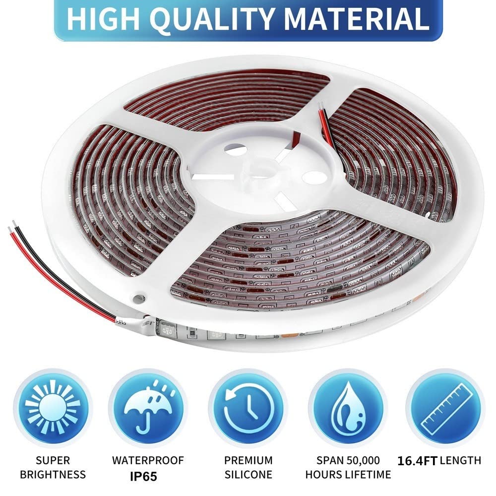 12V 16.4FT Waterproof LED Boat Lights - Marine Strip Lighting for Deck & Night Fishing (Blue)