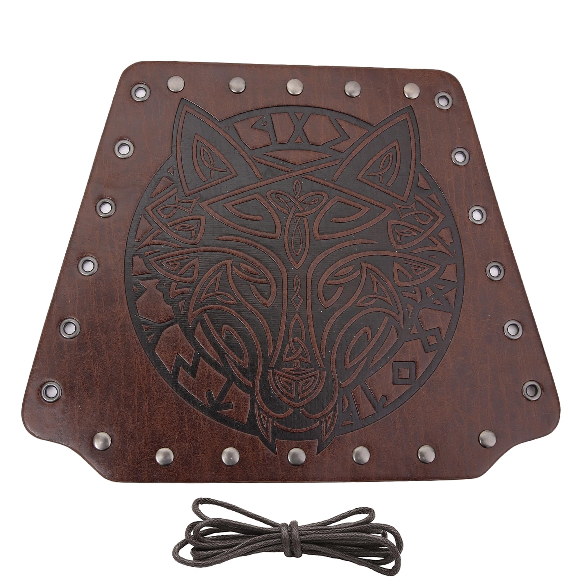 Viking Leather Bracers - Medieval Wolf Embossed Arm Guards, Handmade Leather Cuffs & Gauntlets for LARP, Cosplay, Renaissance Fairs & Historical Reenactment