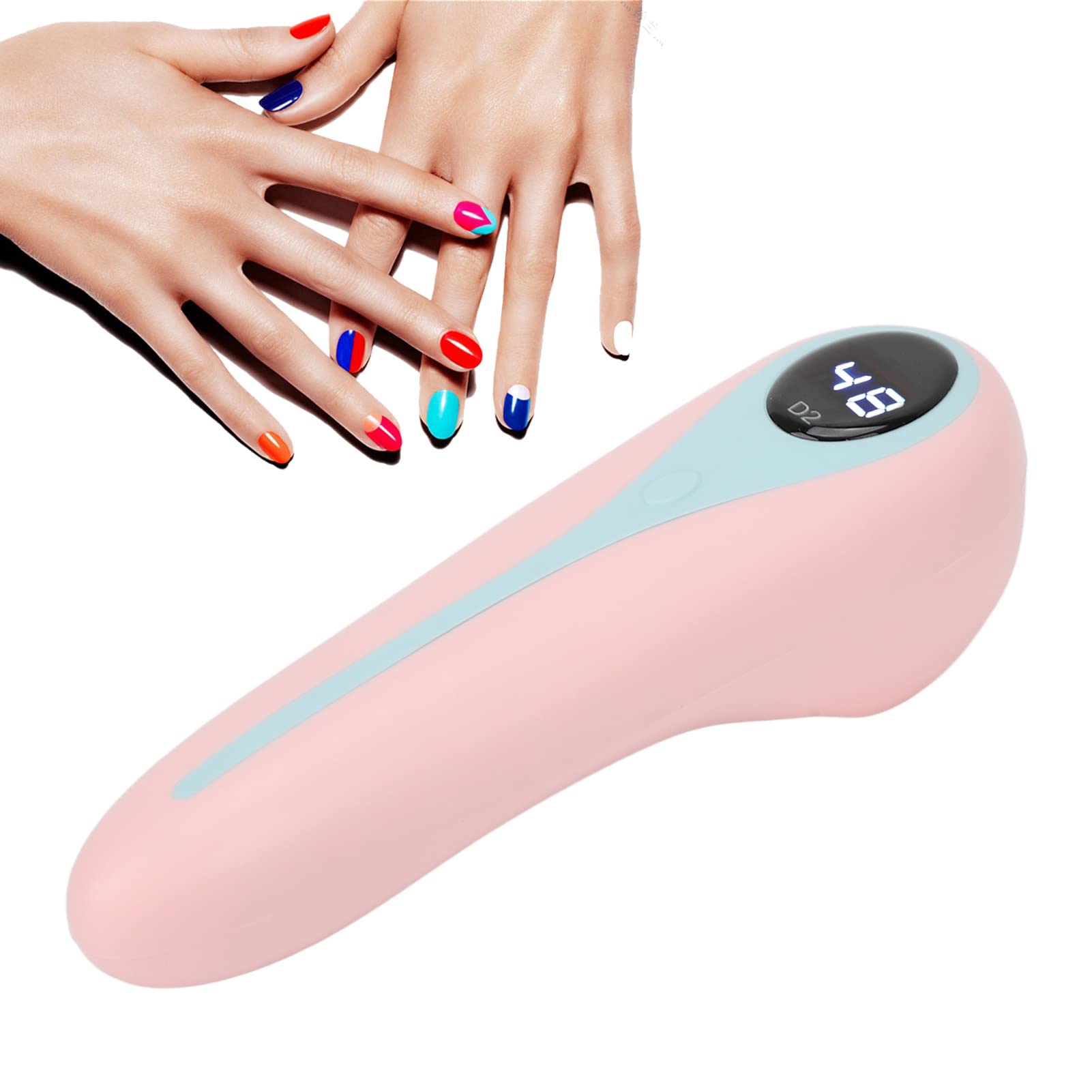 Mini LED Nail Curing Lamp 5W with 3 Light Chips - 30s/60s Timer, 365nm/405nm Dual Wavelength, Portable Handheld UV Gel Nail Polish Dryer for Home & Salon Use (Pink) - Perfect for Manicures, Pedicures and Nail Art Design