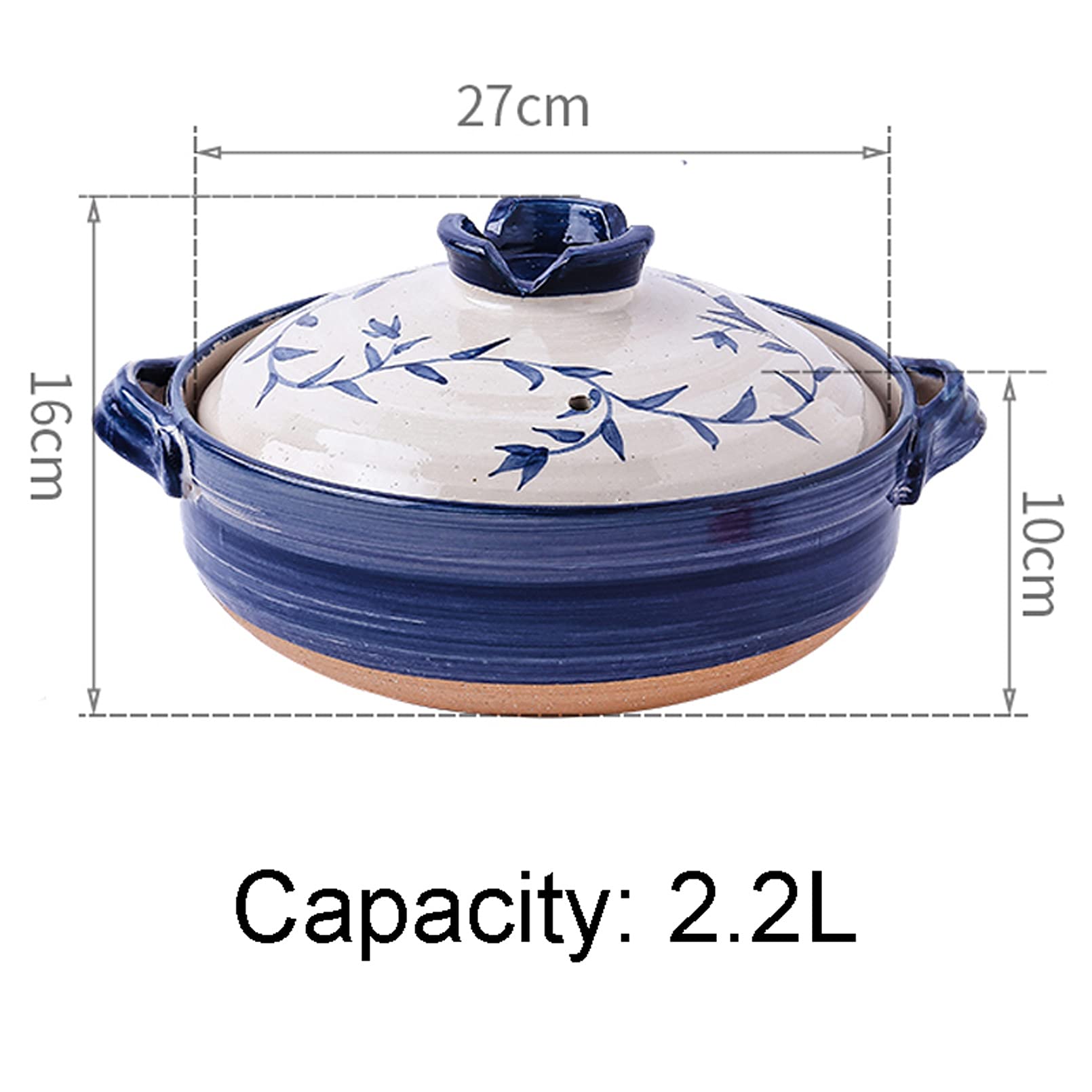 Premium Japanese Donabe Ceramic Hot Pot - Traditional Clay Casserole for 4-6 People - Blue Earthenware Cooking Pot - Perfect for Sukiyaki, Shabu Shabu & Family Dinners