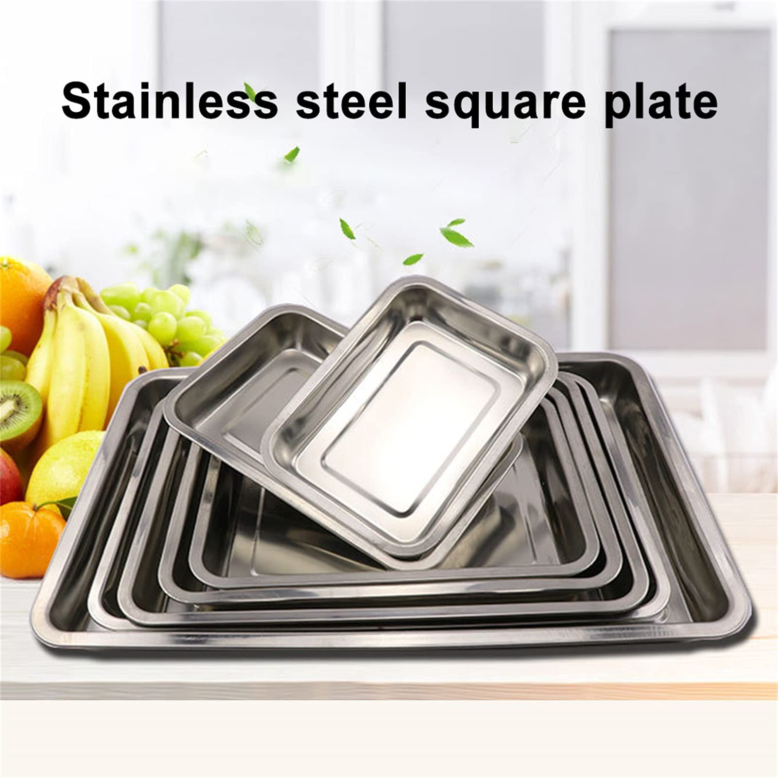 BaoST Stainless Steel Rectangular Toaster Oven Pan - Nonstick Baking Tray for Grilling Fish, Cookies & More - Durable Cookie Sheet & Baking Sheet (4-Pack) - Perfect for Kitchen, Camping & Outdoor Cooking