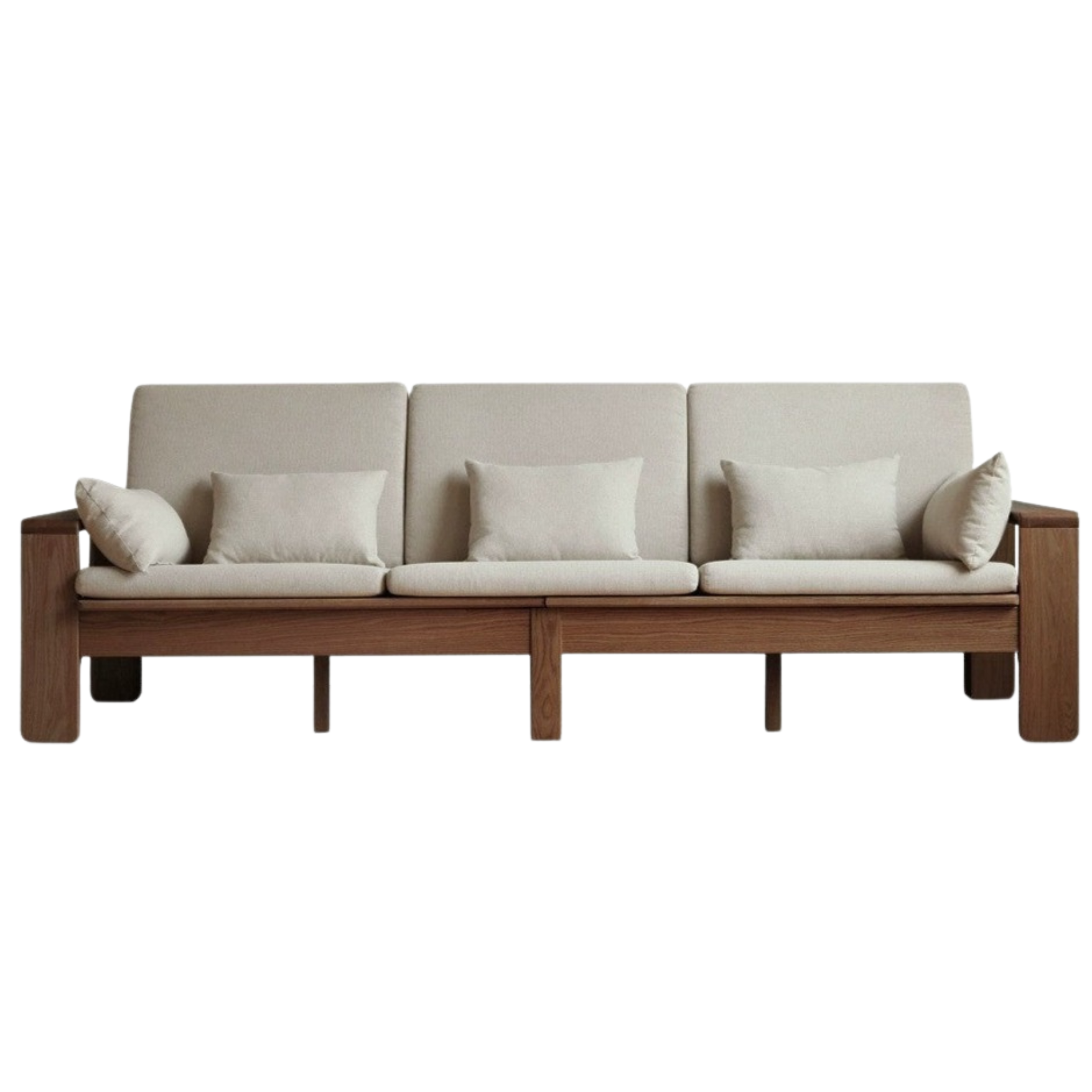 Modern Nordic Fabric Sofa - Solid Oak Wood Frame - Stylish & Durable Living Room Furniture for Small Spaces & Apartments