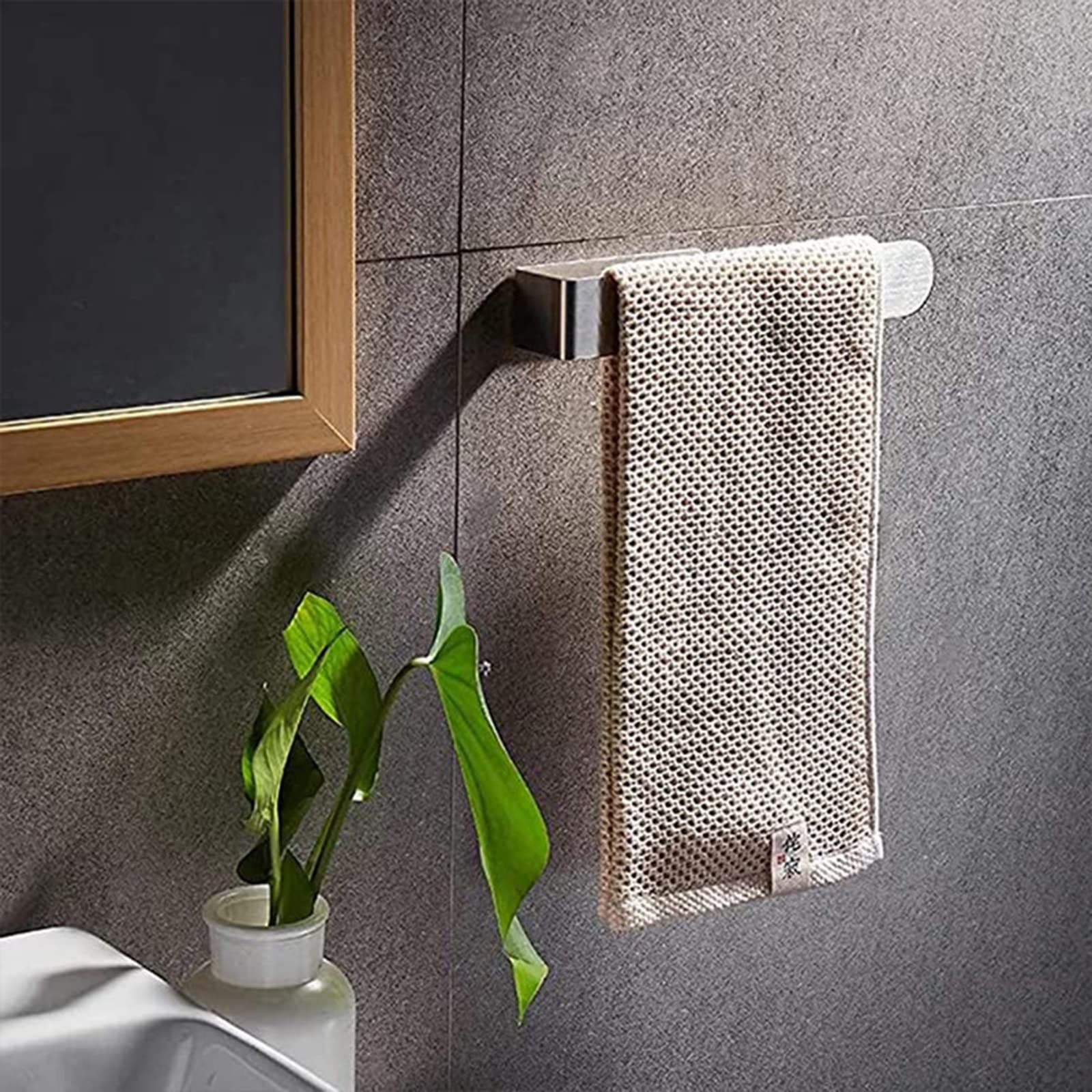 Brushed 304 Stainless Steel Wall-Mounted Bathroom Towel Bar - 2 Pack (23cm, Silver) - Space-Saving Single Rod Towel Rack for Bathroom, Kitchen & Laundry Room Organization