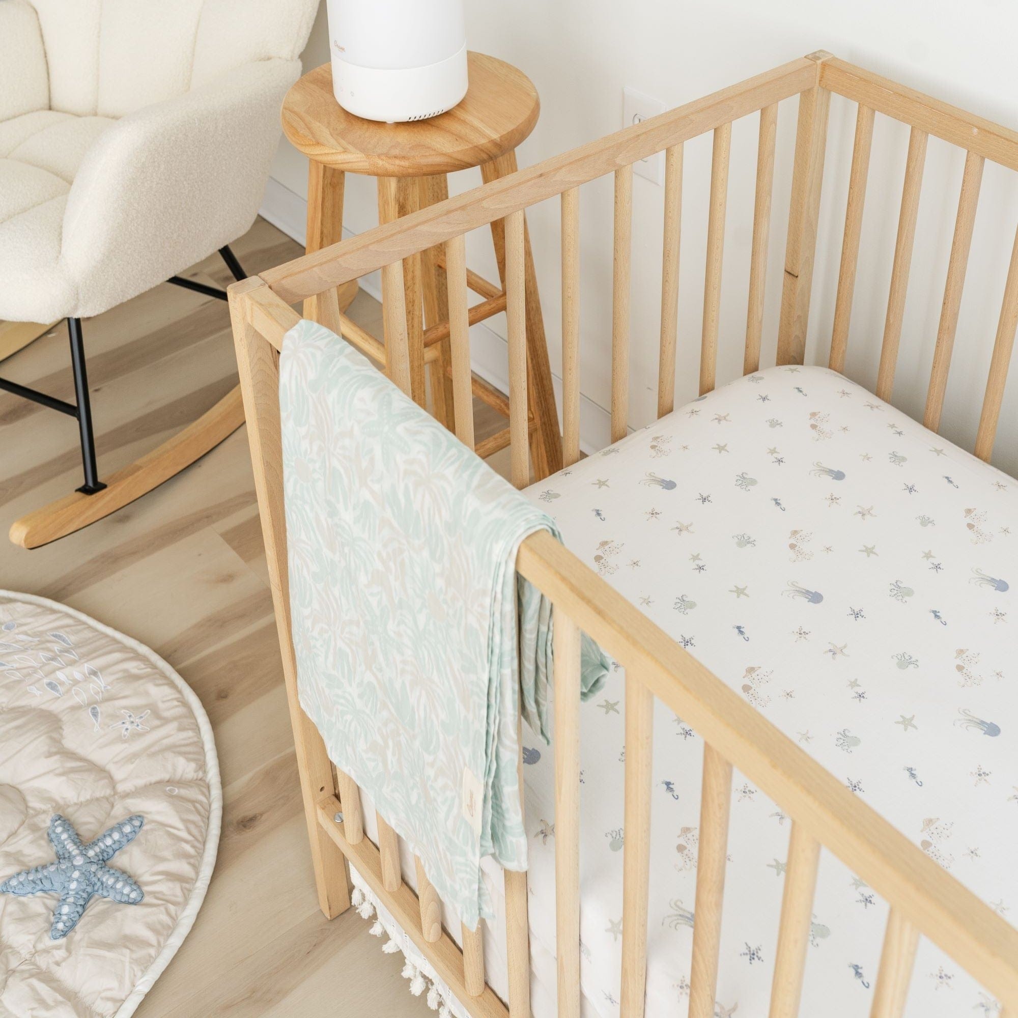 Soft & Breathable Crane Baby Cove Fitted Crib Sheet - 100% Cotton Crib Mattress Cover for Nursery, Toddler & Infant Bed - Perfect for Daycare, Home Nursery & Travel Cribs