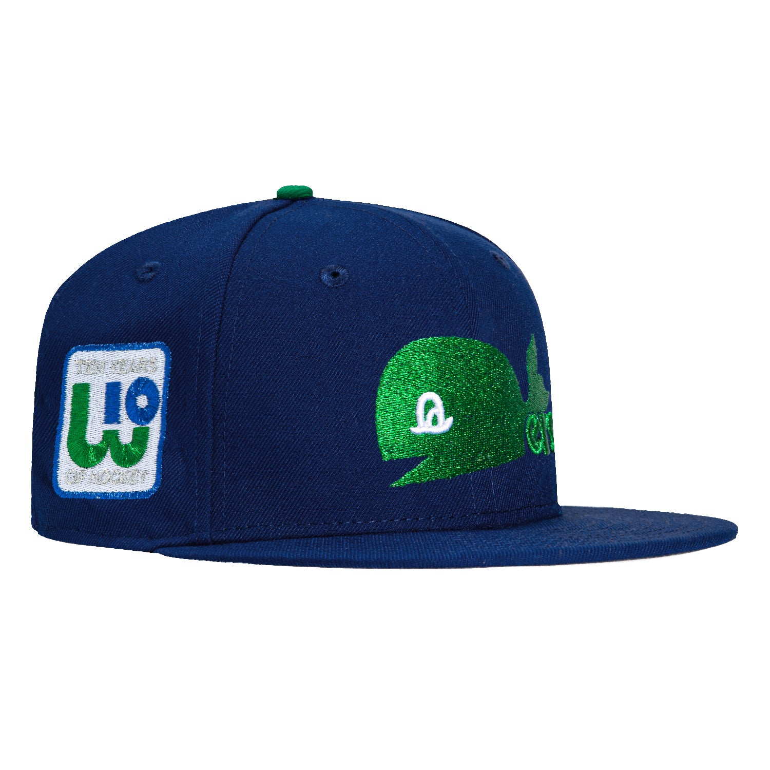 New Era 59Fifty Hartford Whalers 10th Anniversary Patch Hat - Royal Blue Snapback Baseball Cap for NHL Fans & Sports Collectors - Perfect for Game Day, Casual Wear & Memorabilia Display
