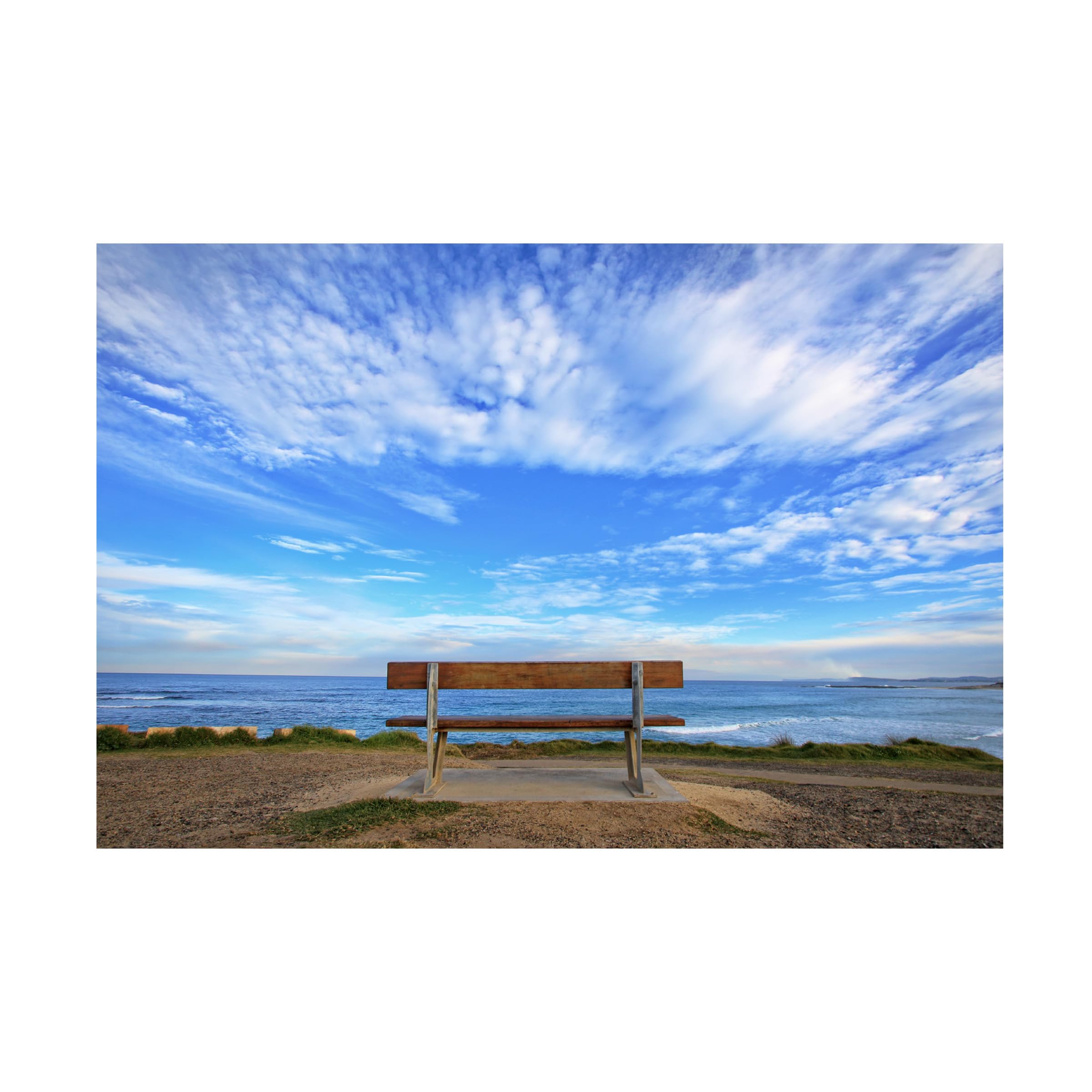 Bench With A View Canvas Wall Art by Beata Czyzowska - Landscape Painting for Living Room, Bedroom & Office Decor