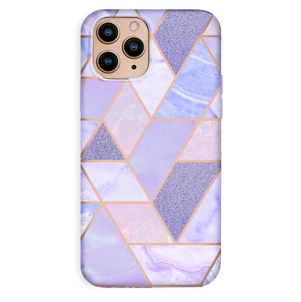 Stylish Purple Geometric Marble iPhone Case - Durable Protective Cover for iPhone 13/14/15 Pro Max - Trendy Aesthetic Phone Case for Women & Men - Perfect for Daily Use, Travel & Gift Giving