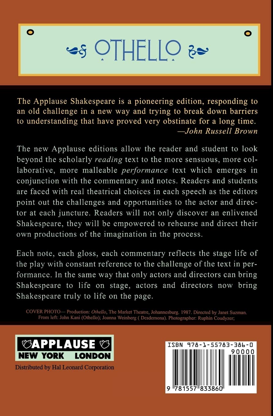 Othello by William Shakespeare - Applause Books | Classic Literature, Drama Plays & Theater Performances | Perfect for Book Clubs, Classroom Study & Theater Productions