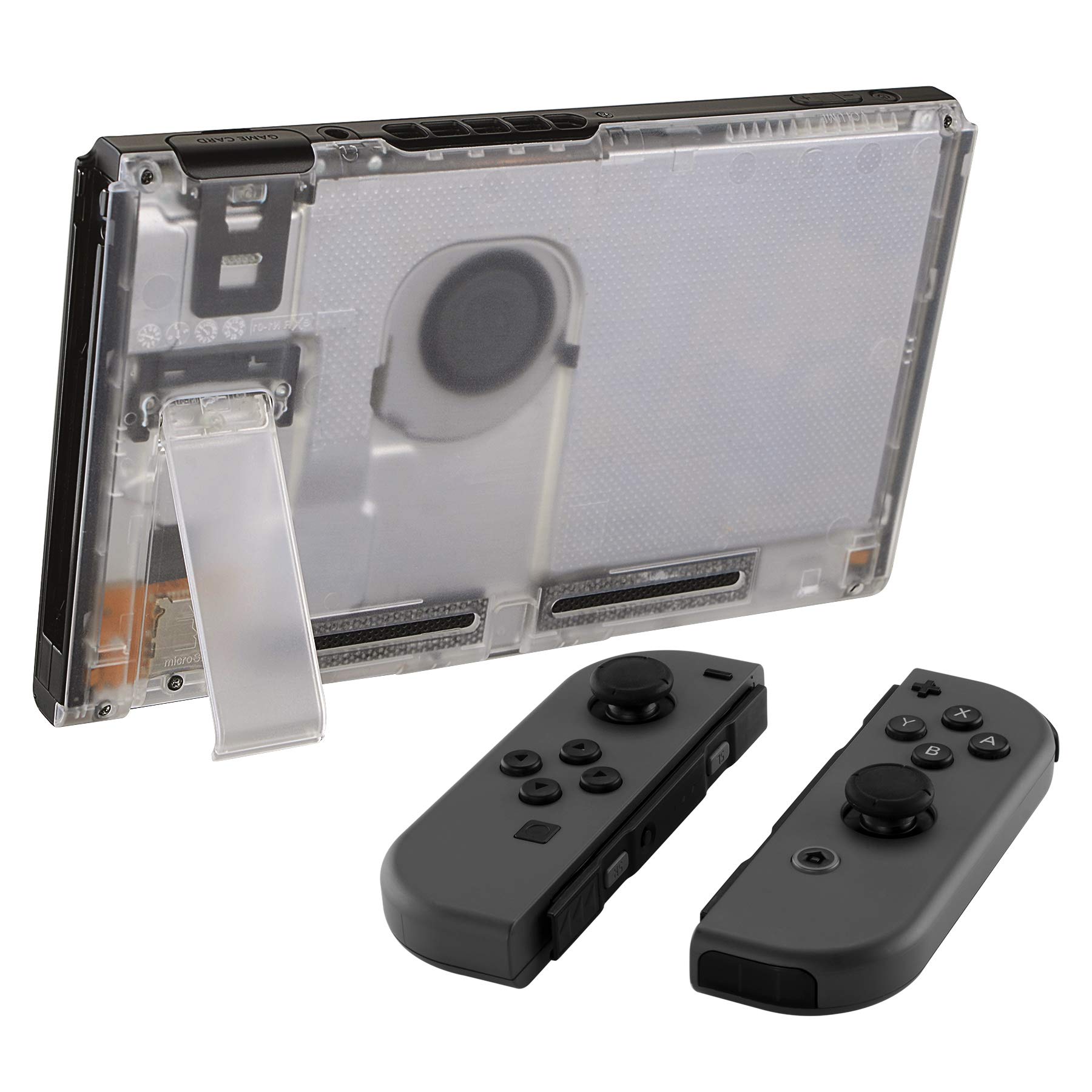 eXtremeRate Clear Transparent Replacement Back Plate Case for Nintendo Switch - DIY Housing Shell with Kickstand (Joy-Con Not Included) | Gaming Accessories & Console Protection
