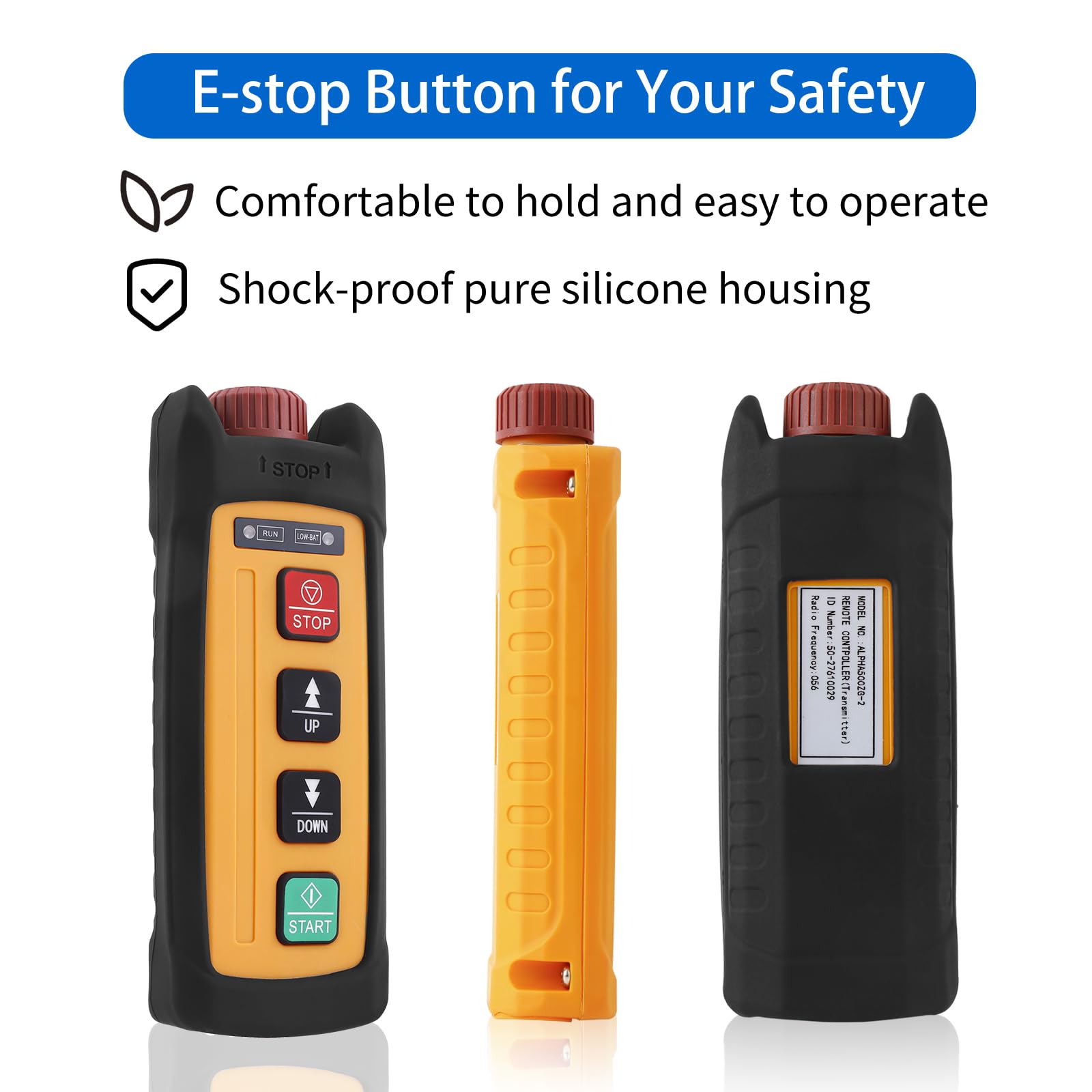 Mini Wireless Electric Chain Hoist Remote Control - 2-Button 110V AC Industrial Winch Lift for Dump Trailers & Truck Cranes with Emergency Stop | Transmitter & Receiver Set | Perfect for Construction, Warehousing, and Heavy Equipment Operations