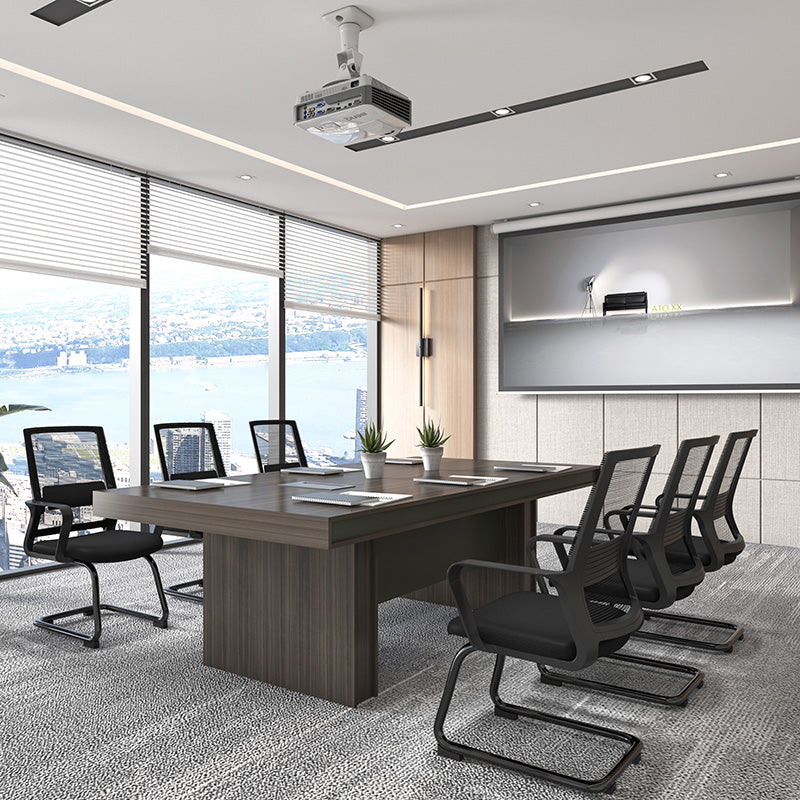 RADDIX 240cm Brown Boardroom Table - Large Conference Table for Office Meetings & Corporate Events
