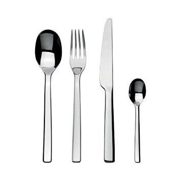 Alessi Ovale 24-Piece Stainless Steel Flatware Set - Elegant Dinnerware for Formal Dining, Wedding Gifts & Home Entertaining