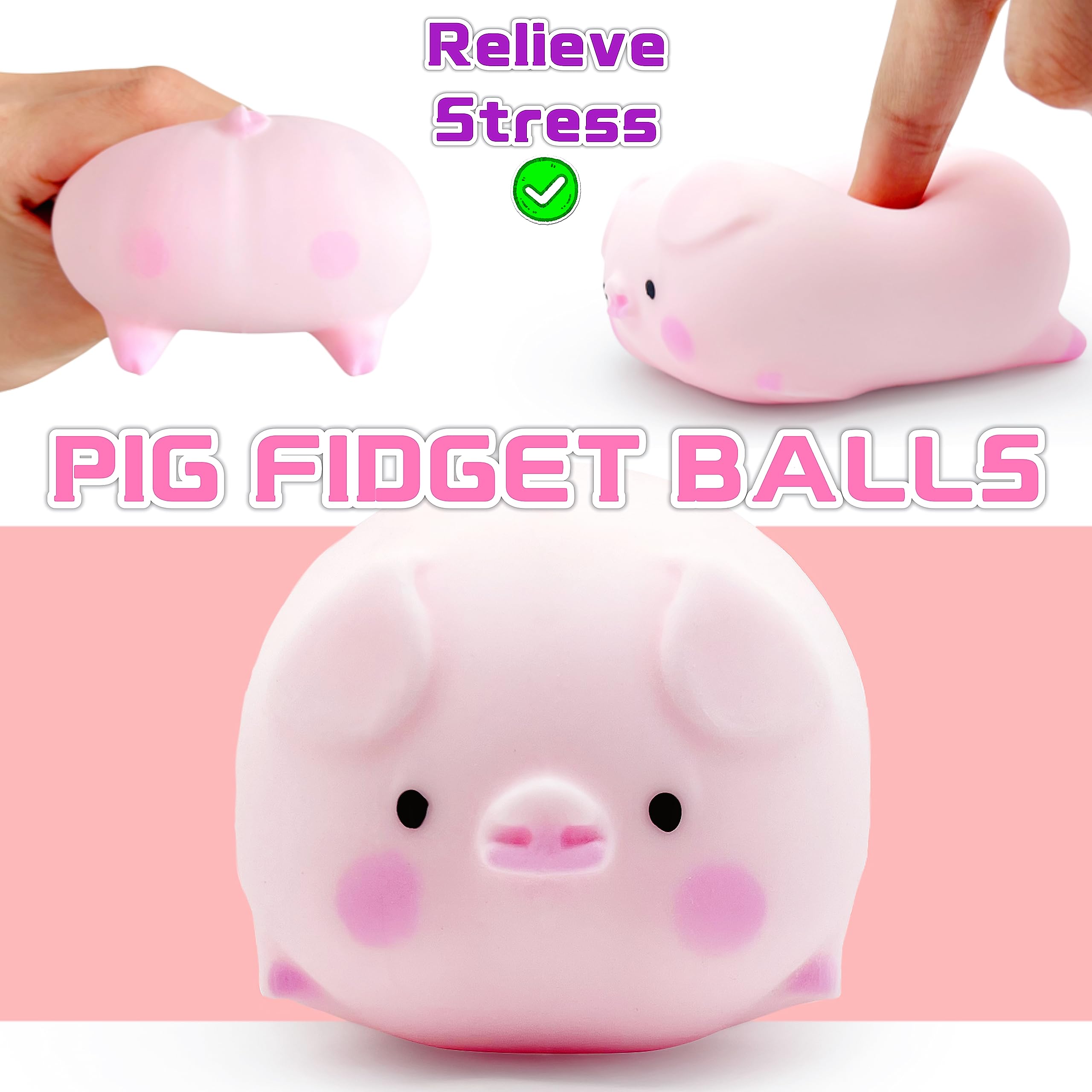 ZTATU Piggy Squishy Fidget Toys for Adults & Kids - 1PC Stress Relief Animal Sensory Ball, Soft Squishy Dough for Anxiety & ADHD - Perfect for Office, Classroom, Easter Basket Stuffers & Party Favors