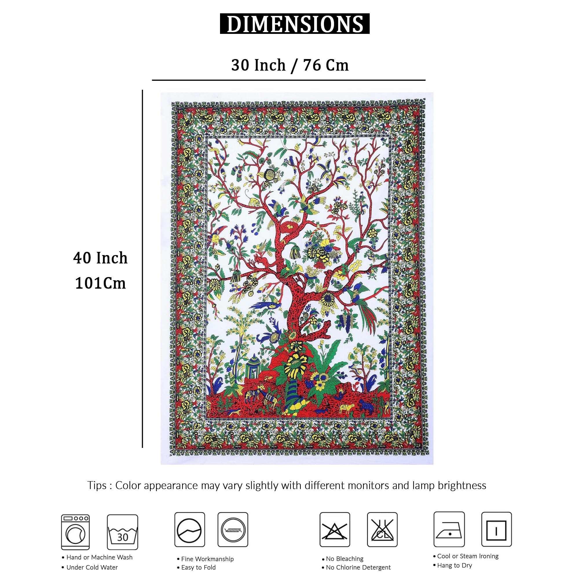 White Tree of Life Tapestry - Psychedelic Wall Hanging for Bedroom & Picnic Decor
