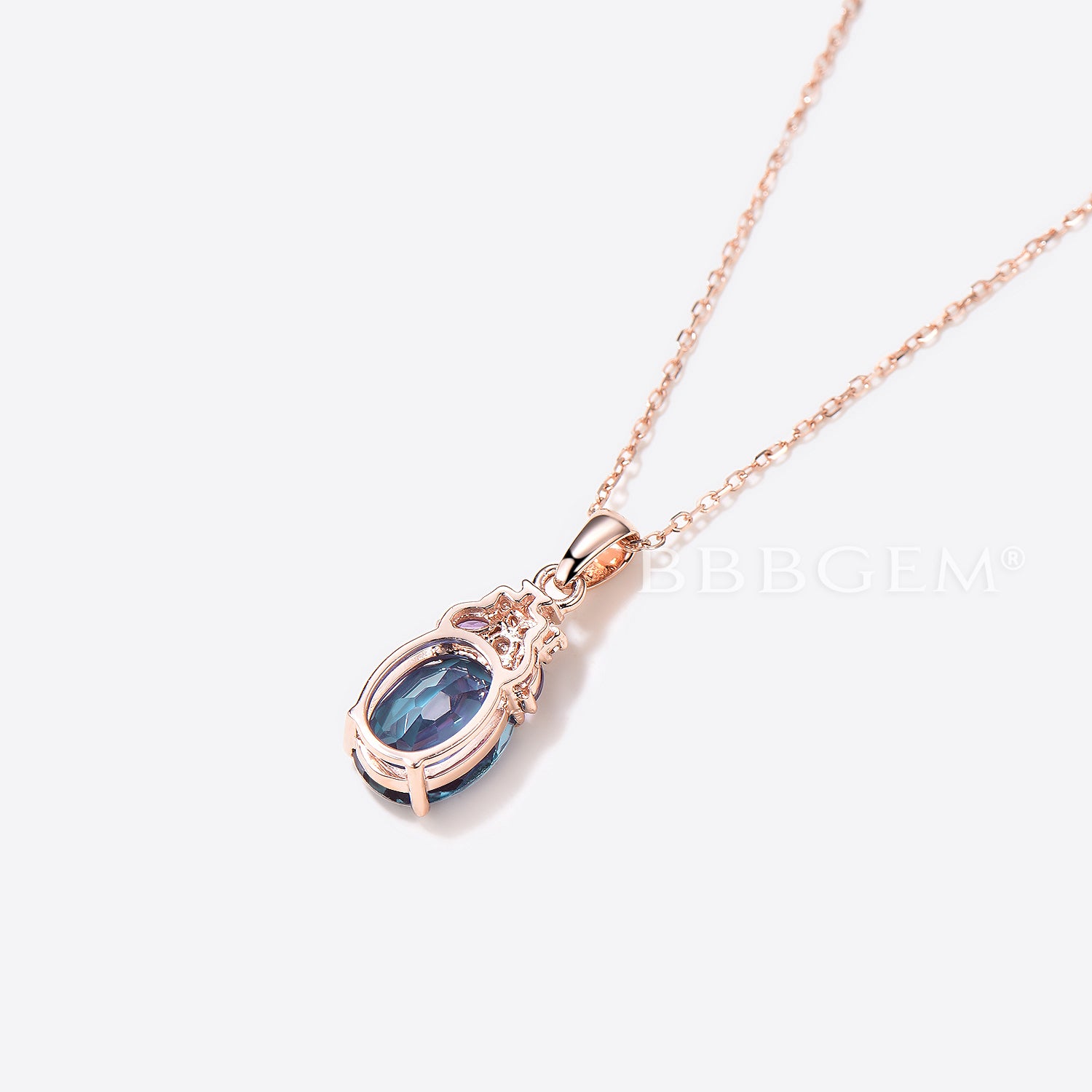Oval Cut Color Changing Alexandrite Pendant with Amethyst Cluster Necklace | Elegant Jewelry for Weddings, Anniversaries & Special Occasions