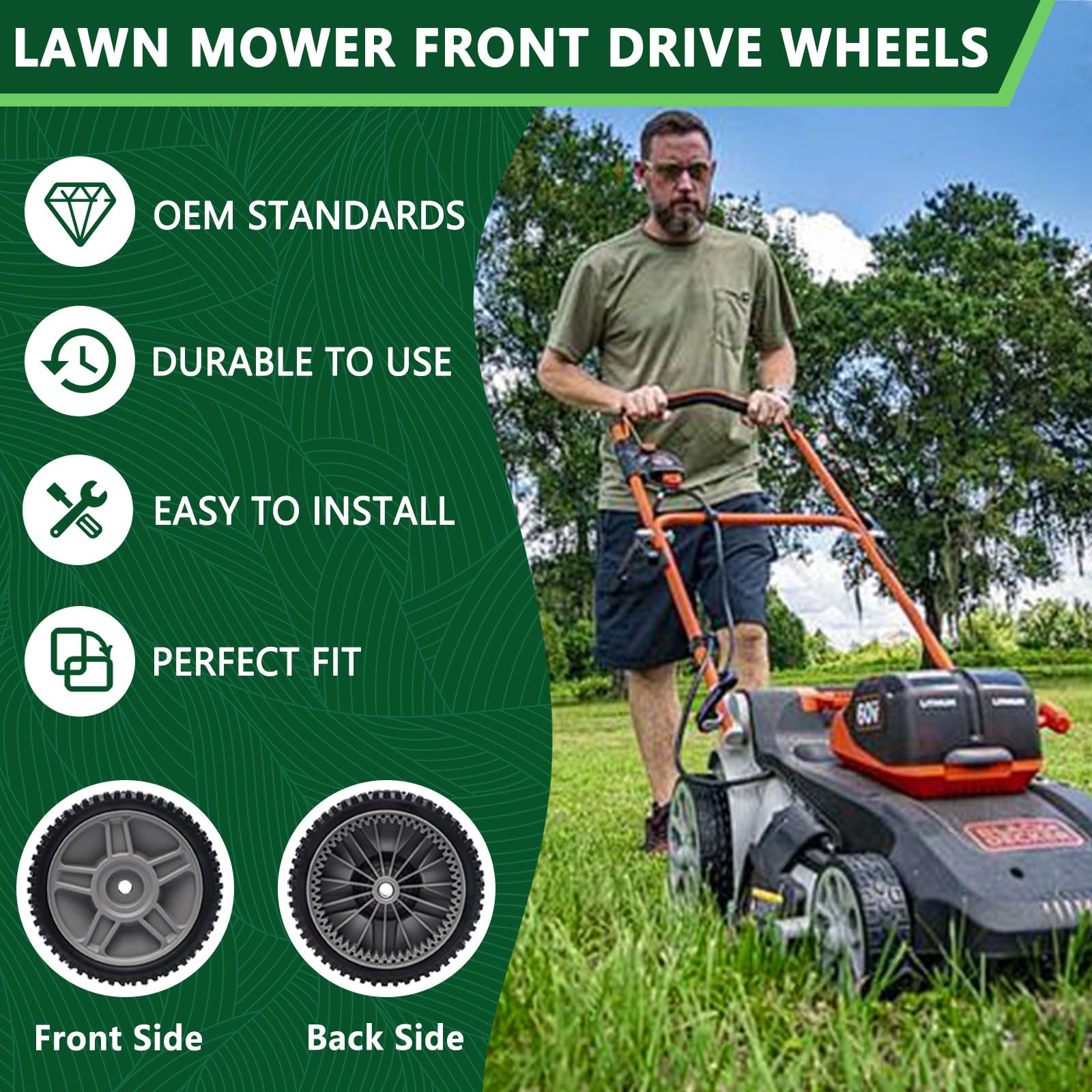 2 Pack Lawn Mower Drive Wheels Replacement for Craftsman Poulan Husqvarna - 8