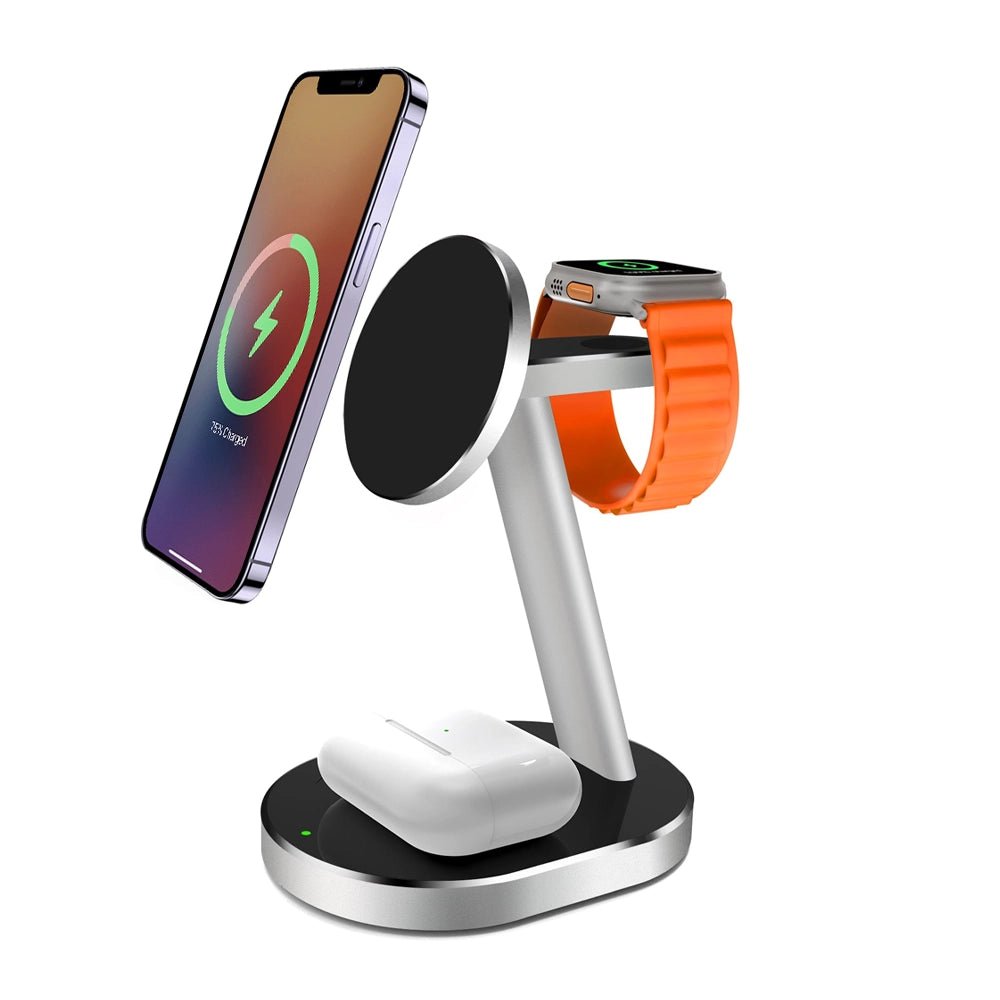 NexusEdge 3-in-1 Fast Wireless Charging Station for iPhone, AirPods & Apple Watch | Qi-Certified Multi-Device Charger | Perfect for Bedside, Office & Travel