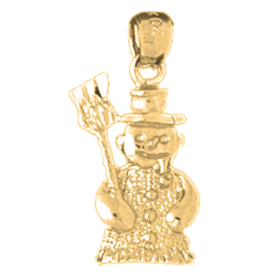 14K Yellow Gold-Plated 925 Sterling Silver Snowman Pendant Necklace - Christmas Gift, Winter Jewelry for Women & Girls - Perfect for Holiday Parties, Gift Exchanges & Seasonal Fashion