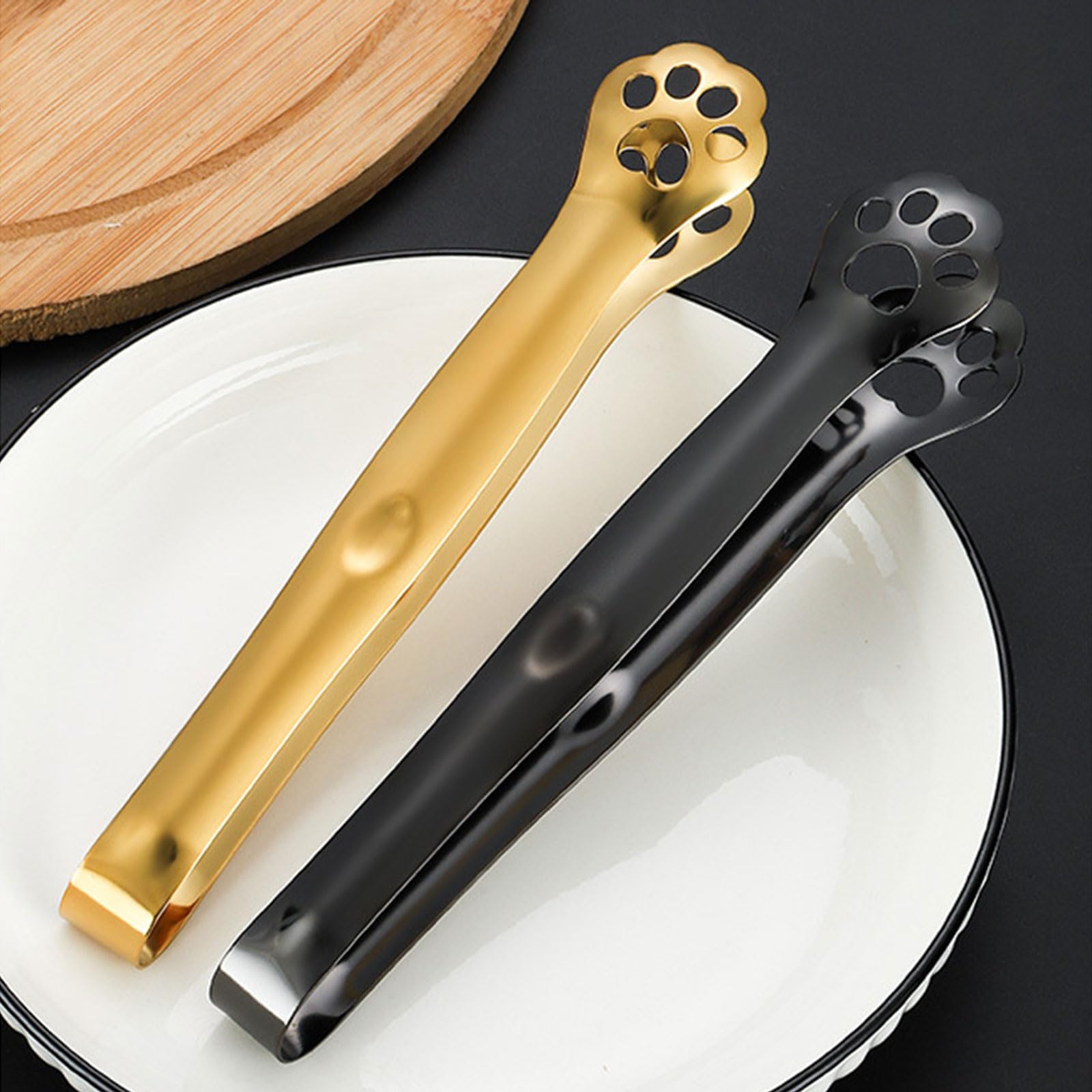 Premium Stainless Steel Ice Tongs - Non-Slip Kitchen & Bar Utensil for Ice Cubes, Sugar, Bread, Tea & Food Serving | Gold Finish | Perfect for Cocktail Parties, Home Bars & Elegant Dining