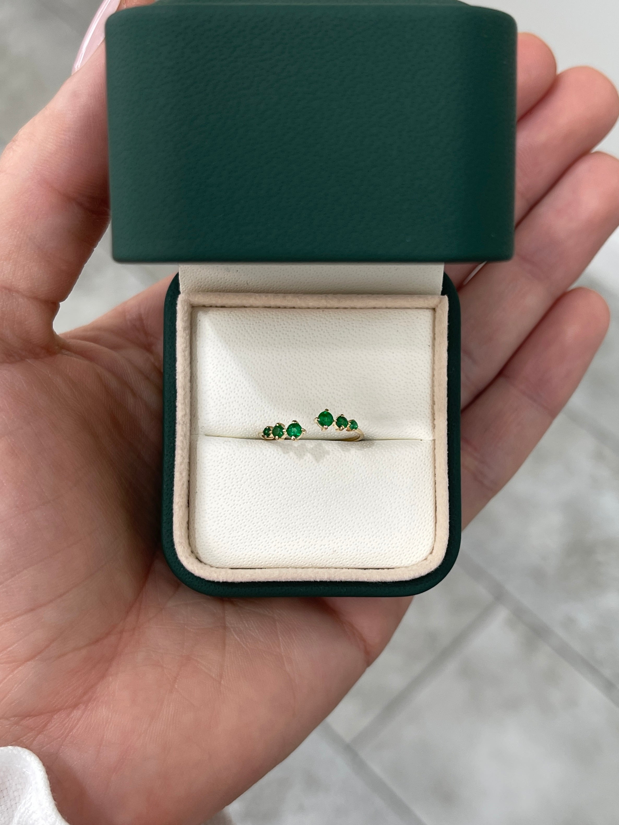 14K Gold Petite Emerald Open Band Ring for Women - Elegant Everyday Jewelry for Casual Wear, Office & Special Occasions