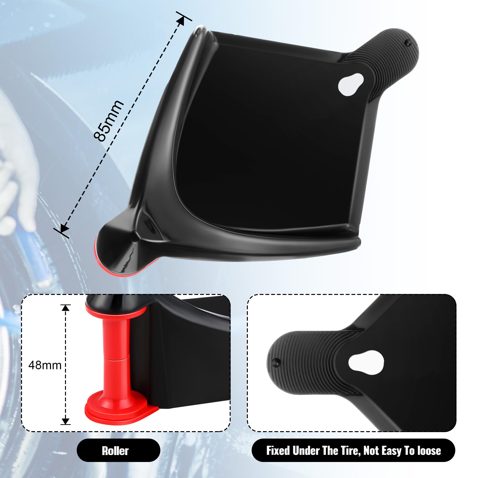 4Pcs Car Hose Guide - Tire Hose Roller for Car Washing & Detailing | Prevents Hose Stuck Under Wheels | Durable Plastic Wash Tool (Black) for Pressure Washer Safety