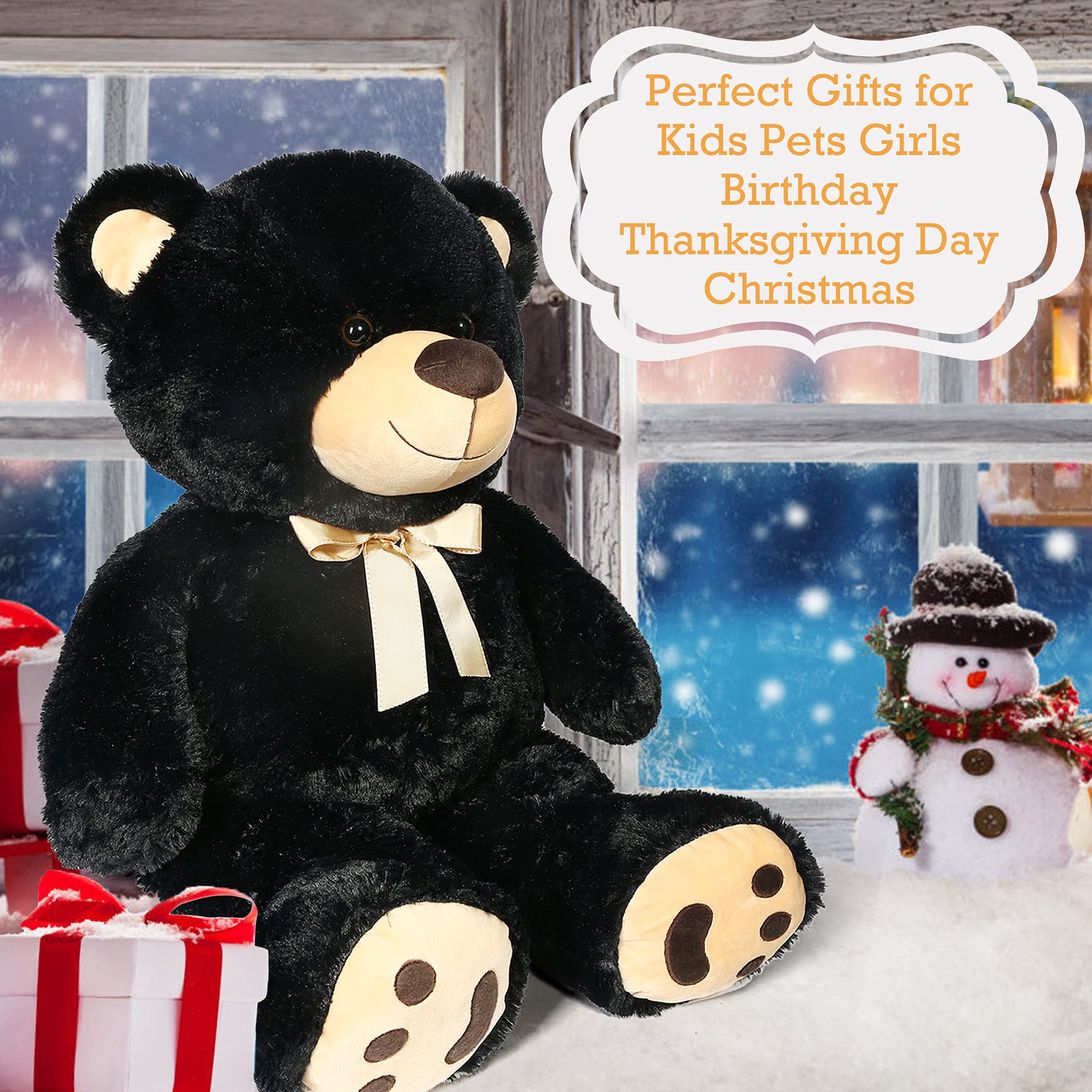 LotFancy 36 Inch Giant Teddy Bear - 3 Feet Large Plush Stuffed Animal with Footprints | Perfect Gift for Birthday, Anniversary, Valentine's Day | Cute Home Decor for Bedroom, Nursery, or Romantic Surprise