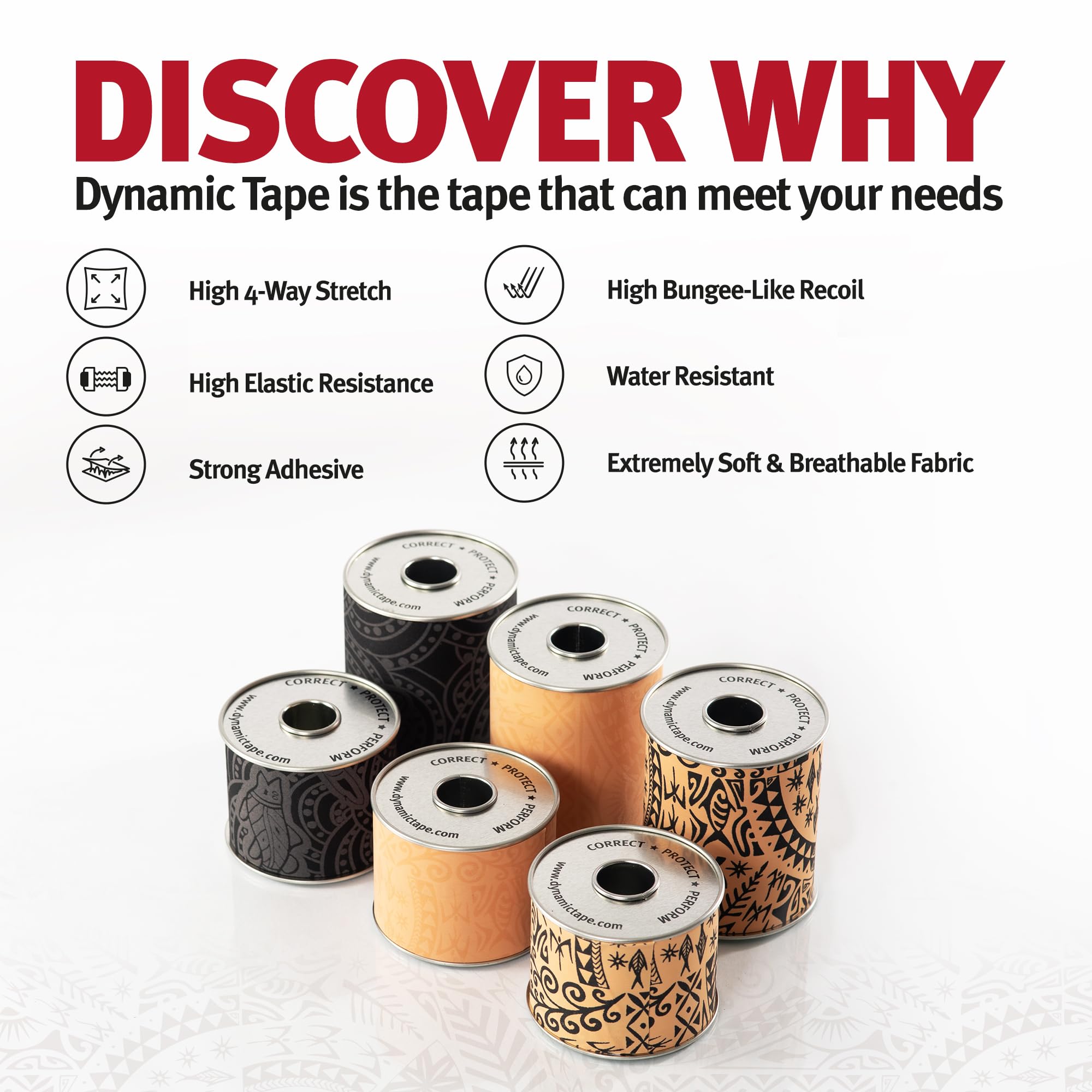 Dynamic Tape Original | Biomechanical Adhesive Tape for Knee, Ankle & Shoulder Support | Physio Tape for Muscle Pain Relief & Sports Injury Prevention | Football, Rugby, Running Athletic Tape | Beige 2