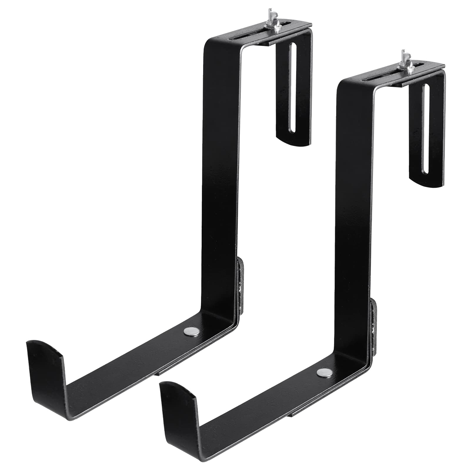 Adjustable Flower Stand Hanger - 1 Pair Iron Plant Brackets for Window, Deck & Wall - Black Flower Pot Shelf for Hanging Plants, Blinds & Home Decor (Ideal for Indoor/Outdoor Gardening & Space Saving)