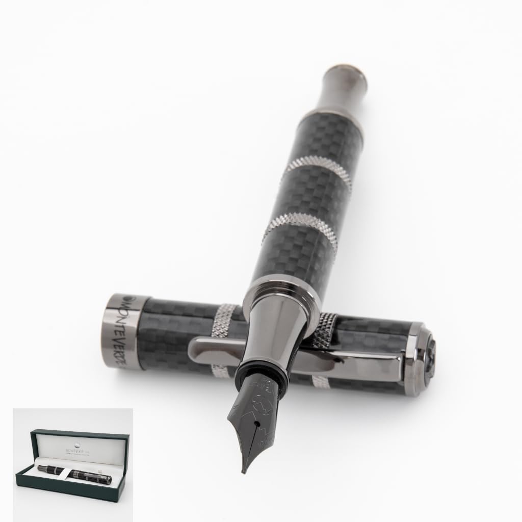 Monteverde USA Regatta Sport Full Carbon Fountain Pen - Black, Stub Nib, Carbon Fiber & Gunmetal, Refillable Ink, Luxury Writing Instrument | Perfect Gift for Professionals, Collectors & Everyday Elegant Use