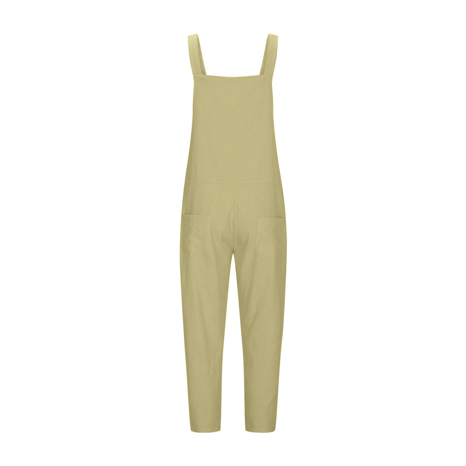 Women's Sleeveless Jumpsuit with Pockets - Casual Loose Romper for Summer Outings