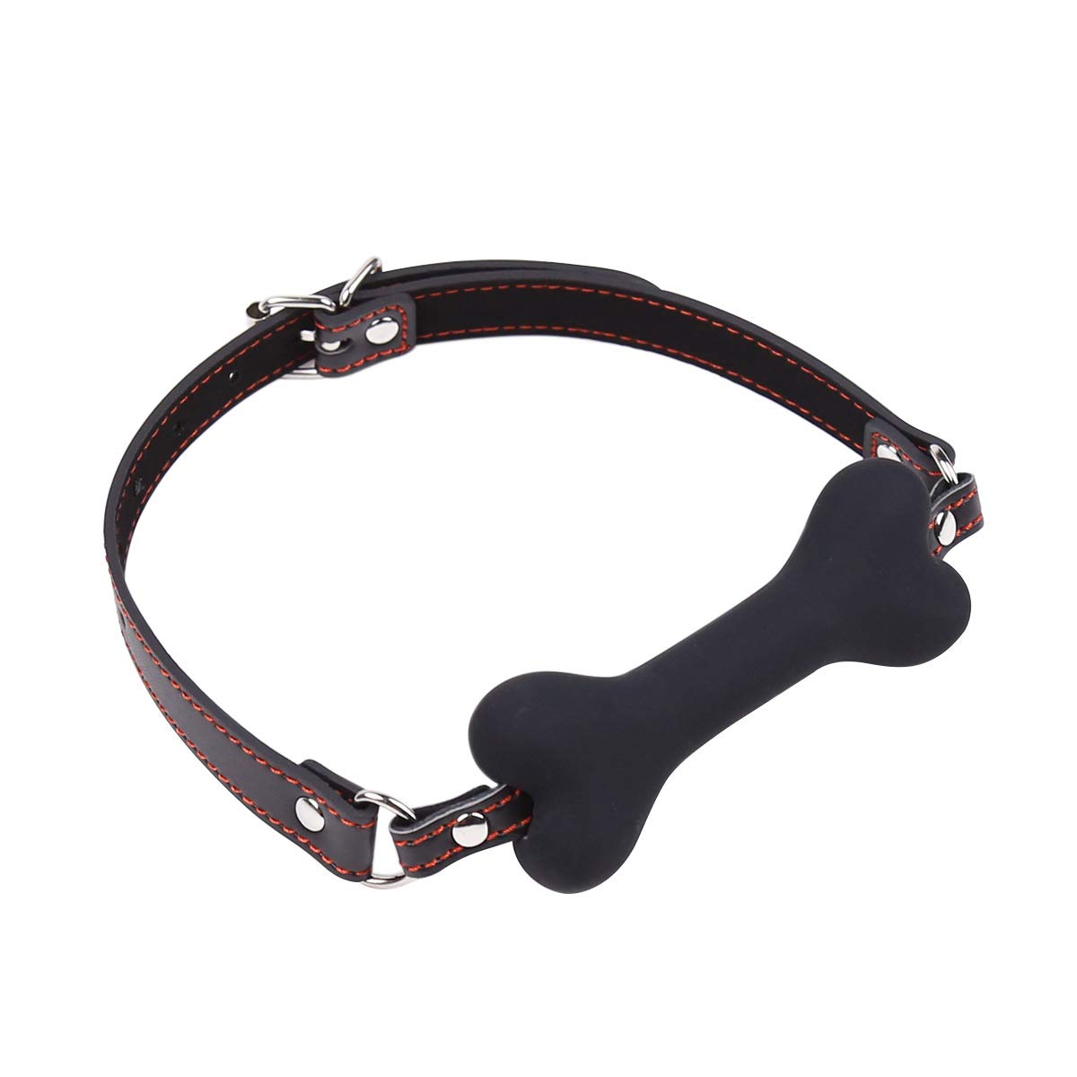 Premium Black Silicone Ball Gag with Leather Straps - BDSM Bondage Gear for Adults, Fetish Restraint Toy, Dog Bone Design for Breathable Comfort - Perfect for Role Play, BDSM Scenes & Fetish Parties